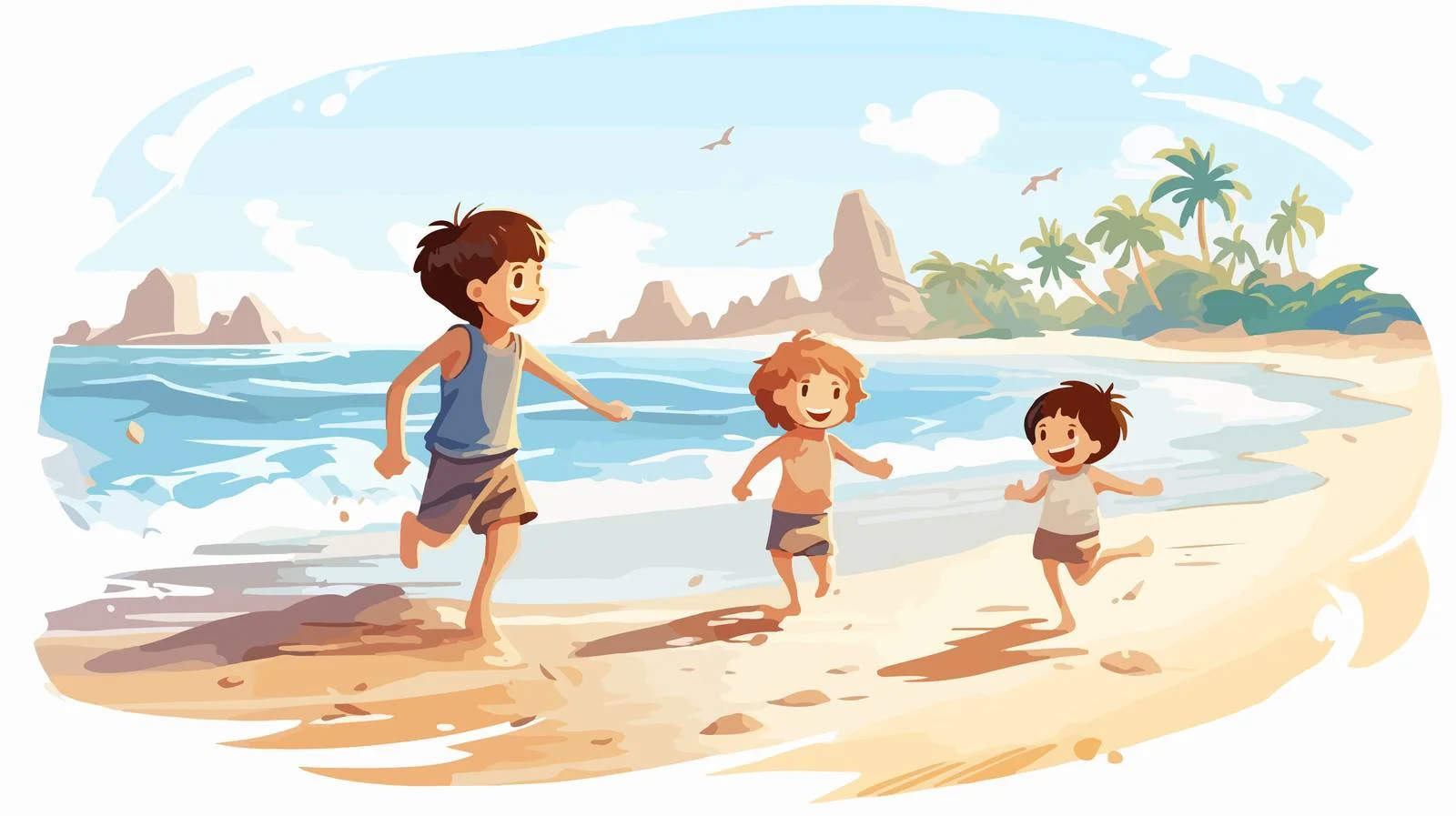 Beach Children Vector Illustration — free download from Dotvec