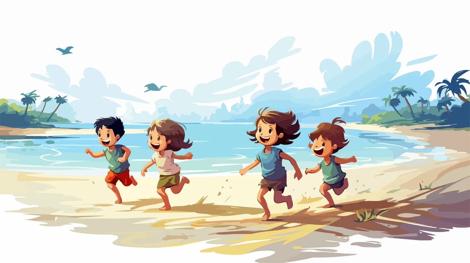 Happy Beach Playtime Illustration — free download from Dotvec