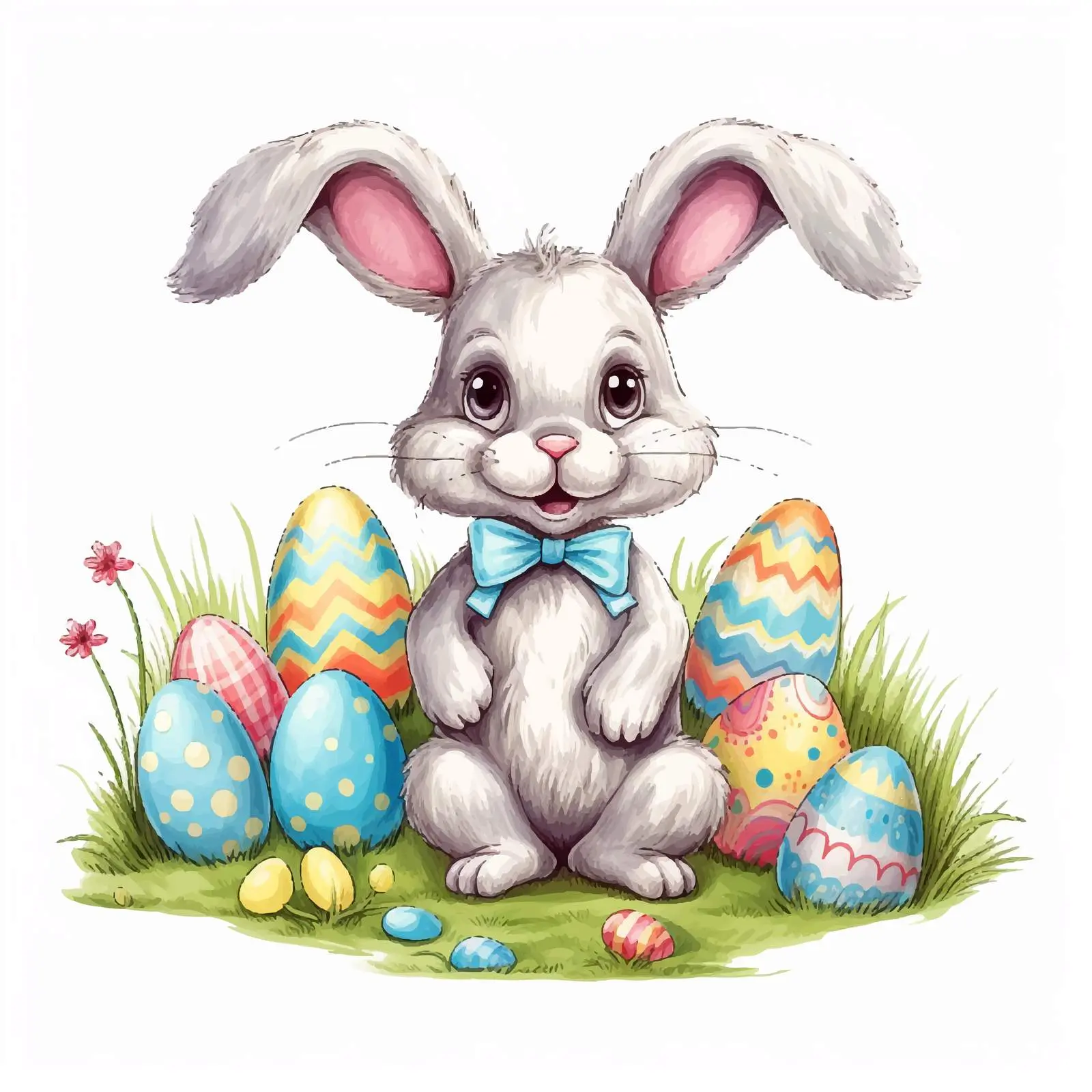 Easter Bunny Drawing on the Lawn — free download from Dotvec
