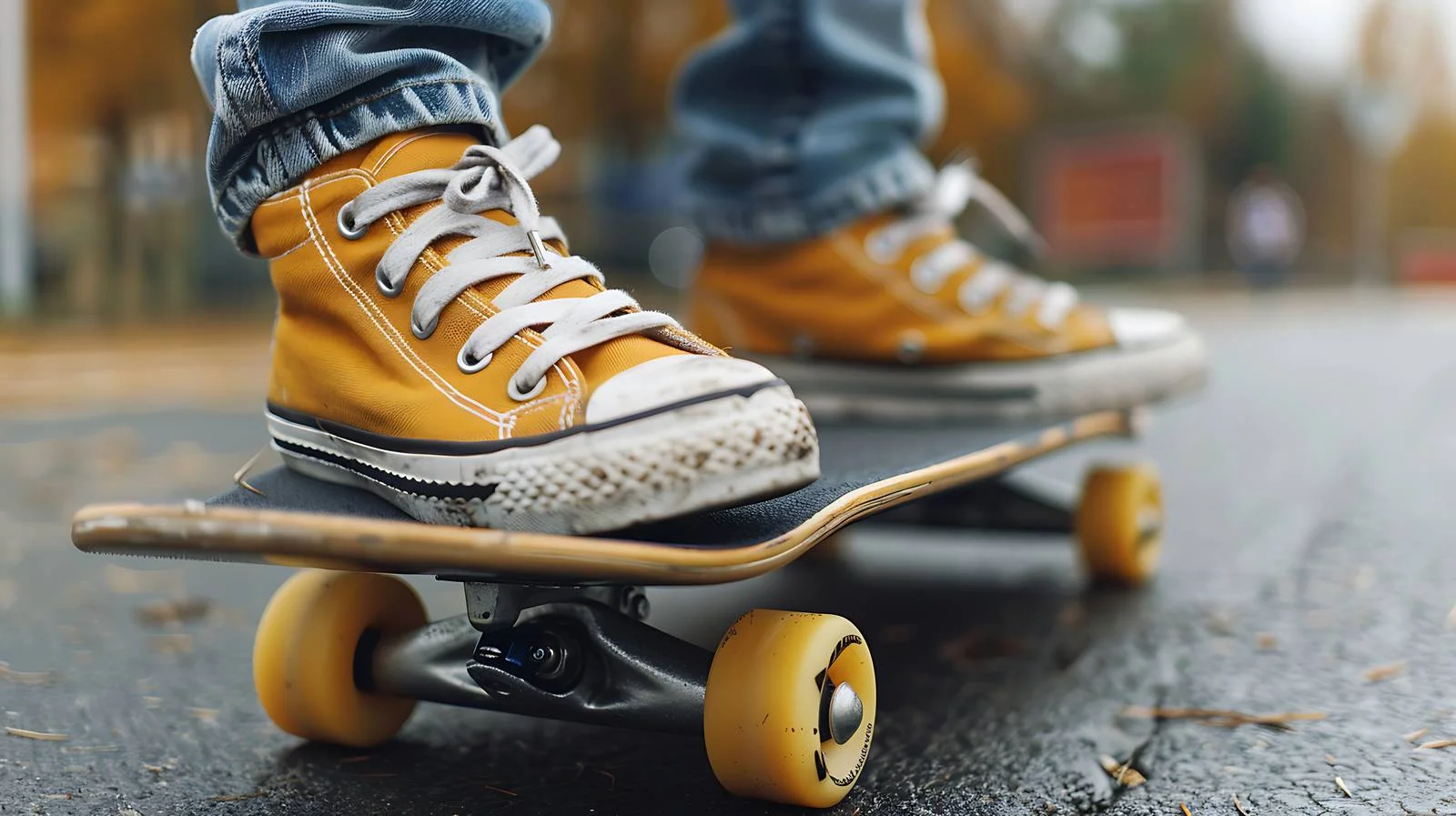 Close-up of Kids' Shoes on Skateboard — free download from Dotvec
