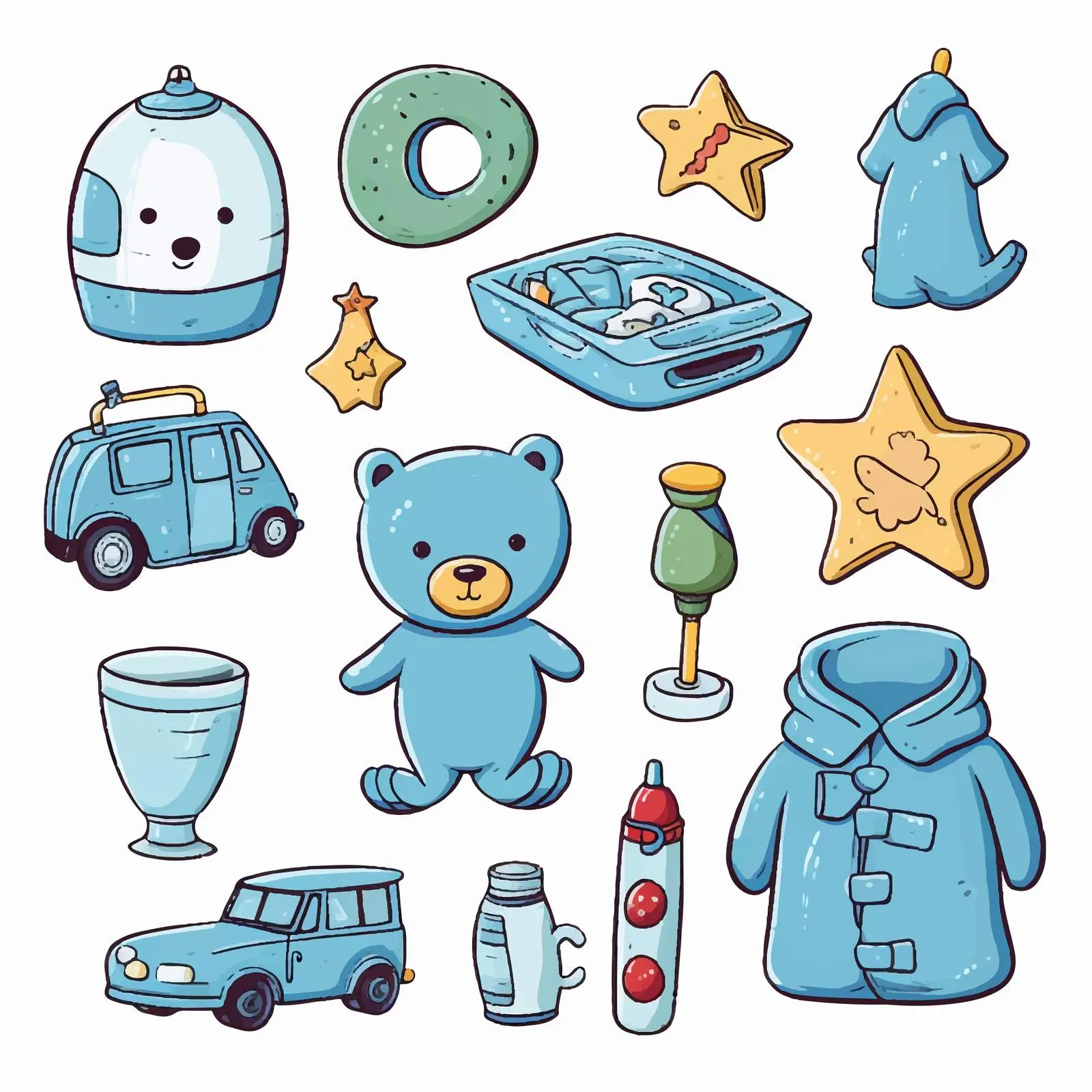 Cute Holiday Doodles for Boys Illustrations Set — free download from Dotvec