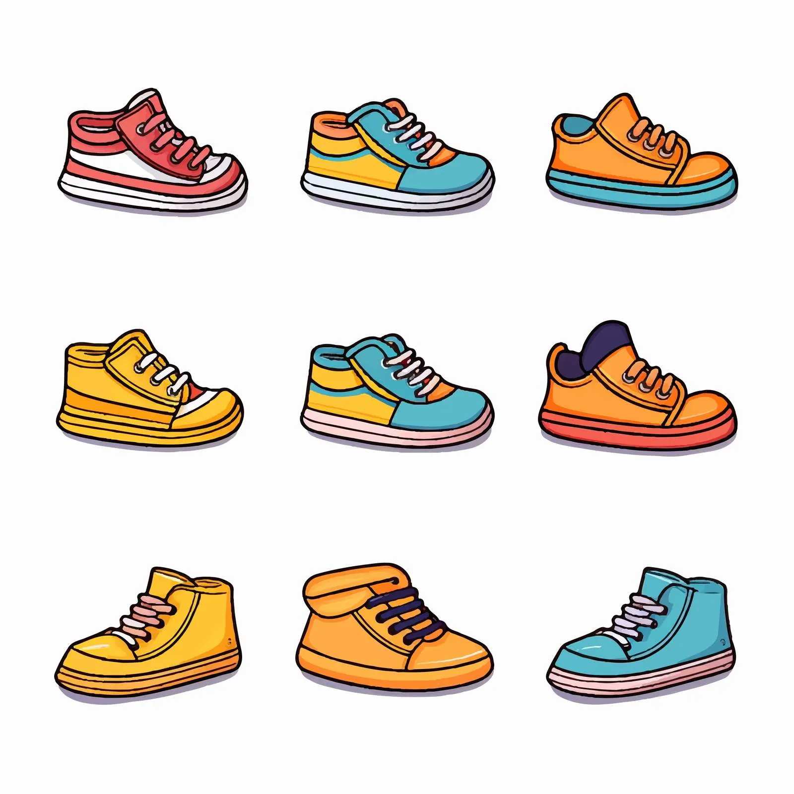 Cartoon Vector Illustration of Children's Shoes – free colorful shoes image from Dotvec