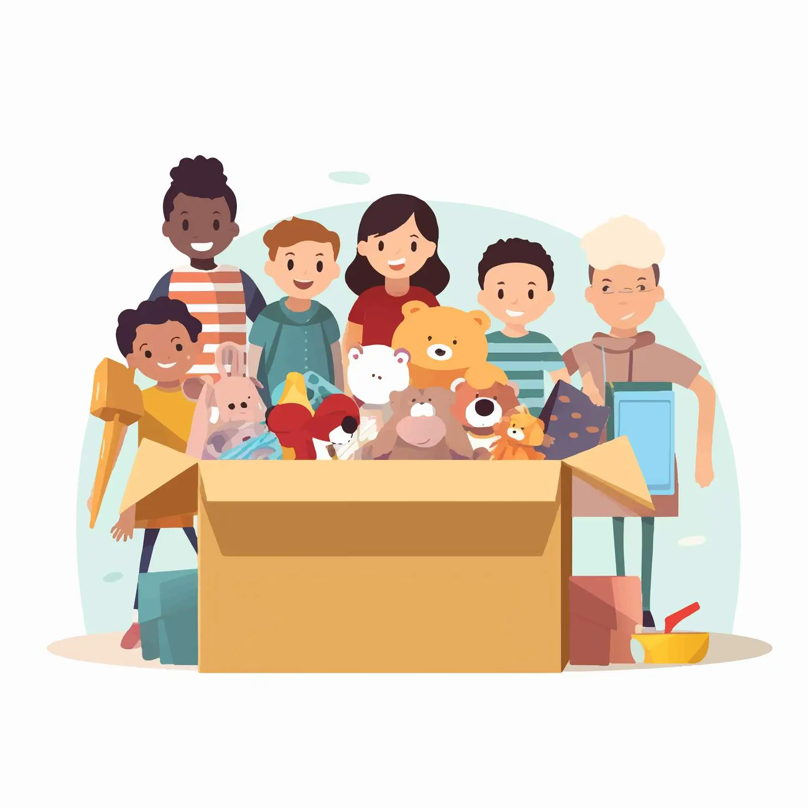 Children's Toys and Clothes Donation Concept — free download from Dotvec