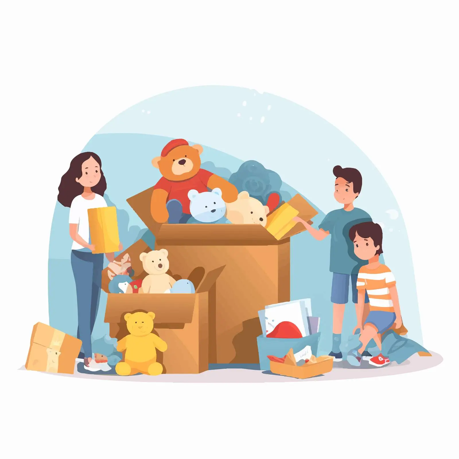 Children's Charity Volunteers with Toys and Clothes — free download from Dotvec