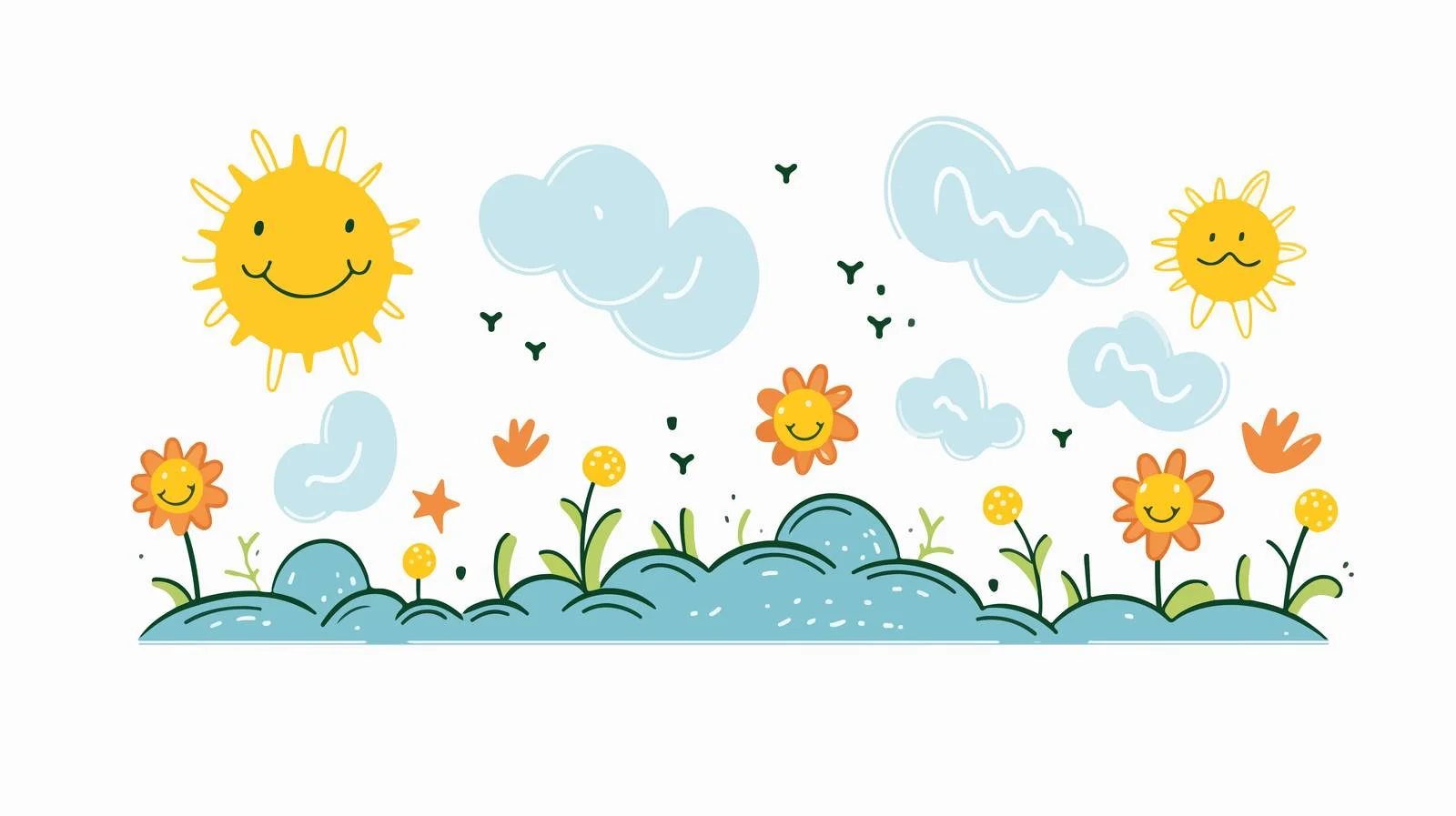 Child's Sunny Weather Drawing Vector Cartoon — free download from Dotvec