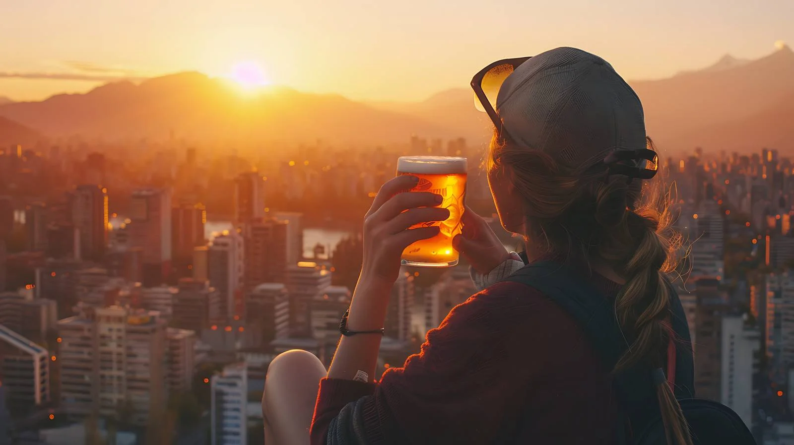 Woman Enjoying Beer in Santiago Mountains — free download from Dotvec