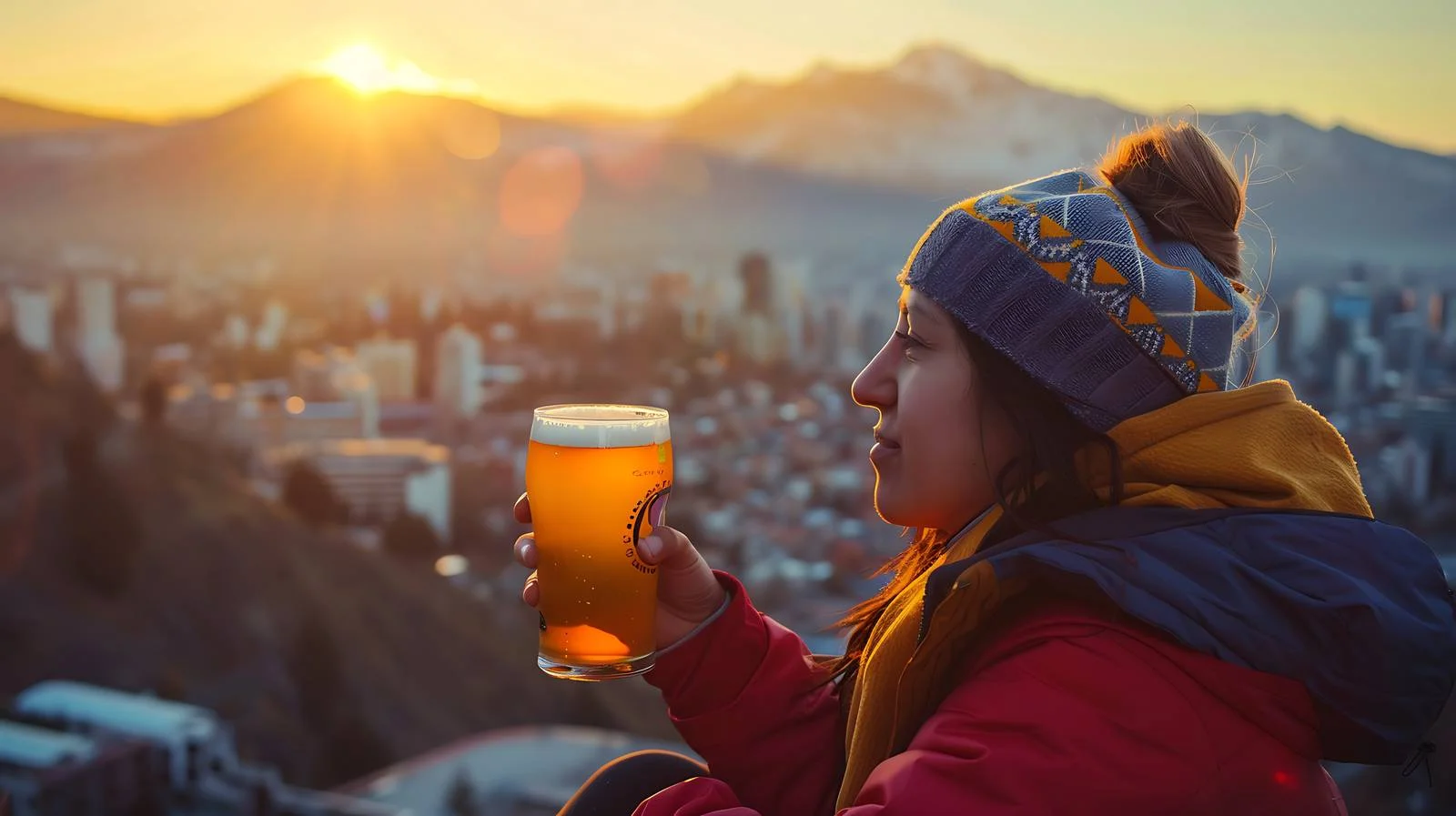 Woman Enjoying Beer in Santiago Mountains — free download from Dotvec