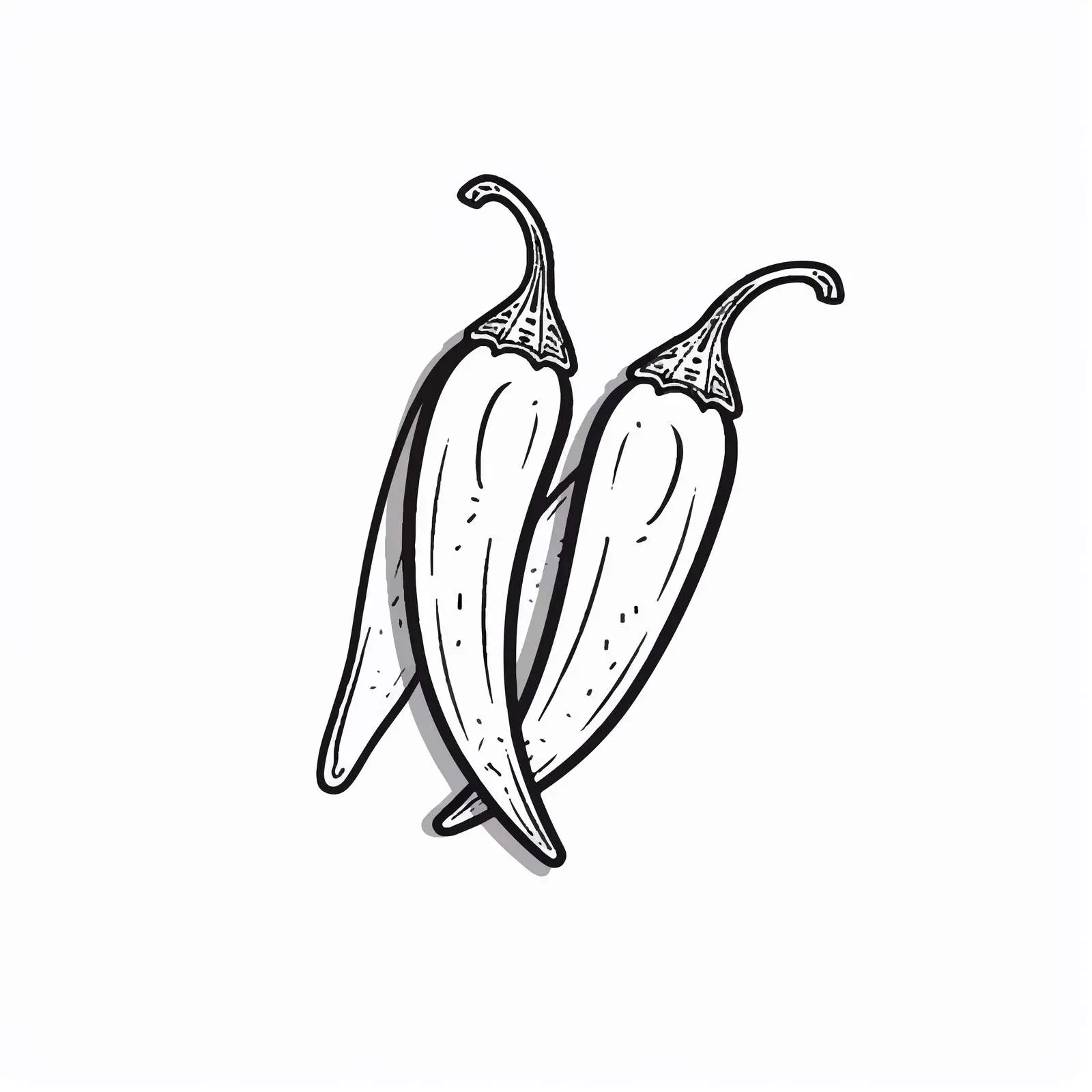 Chili Pepper Outline Illustration on White Background – free seasoning image from Dotvec