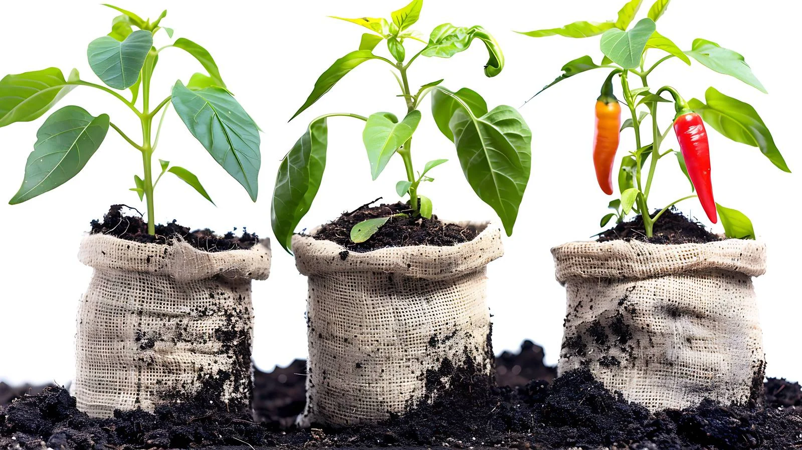 Chili Plants in Bags on Ground — free download from Dotvec