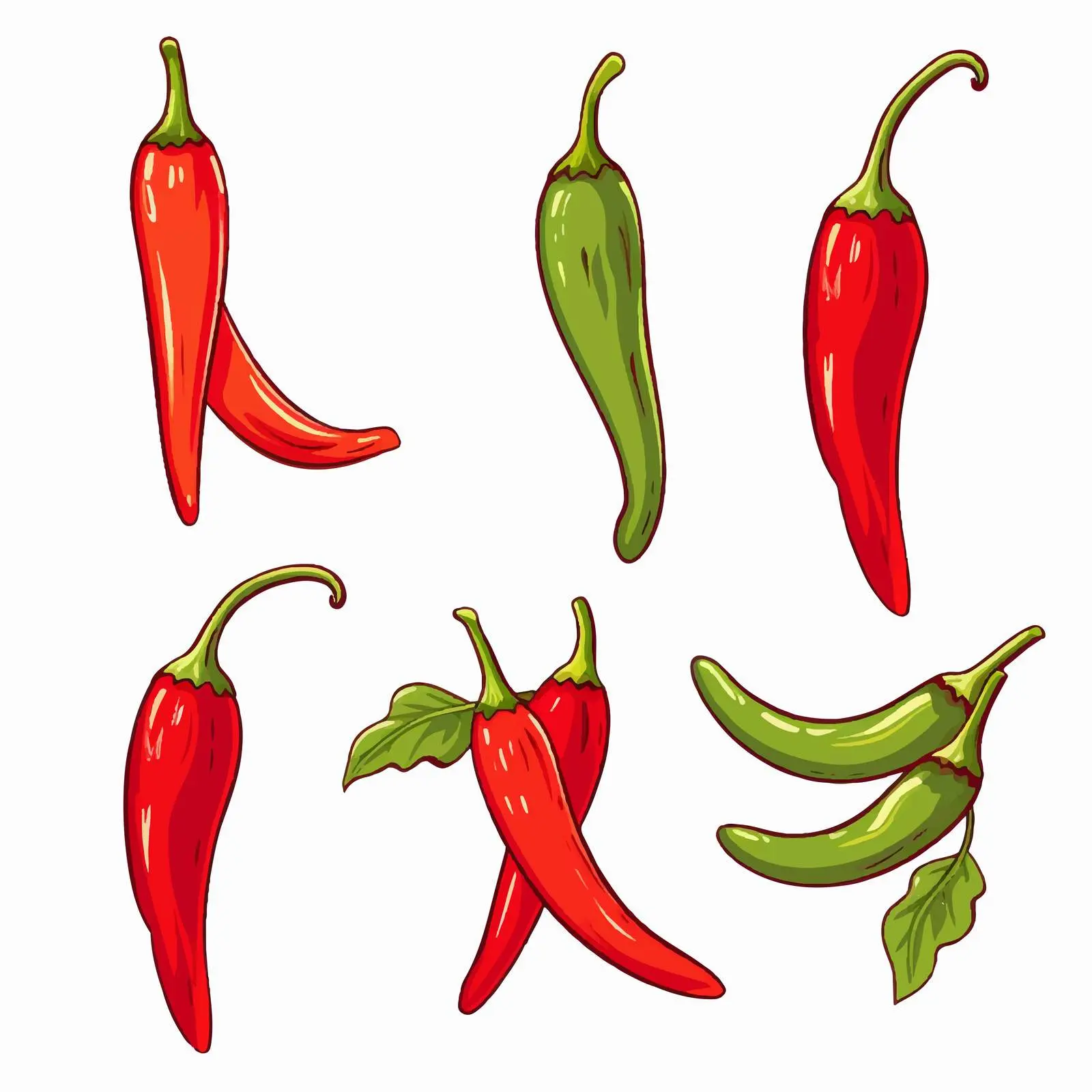 Chili Line Vector Illustration on White Background – free seasoning image from Dotvec