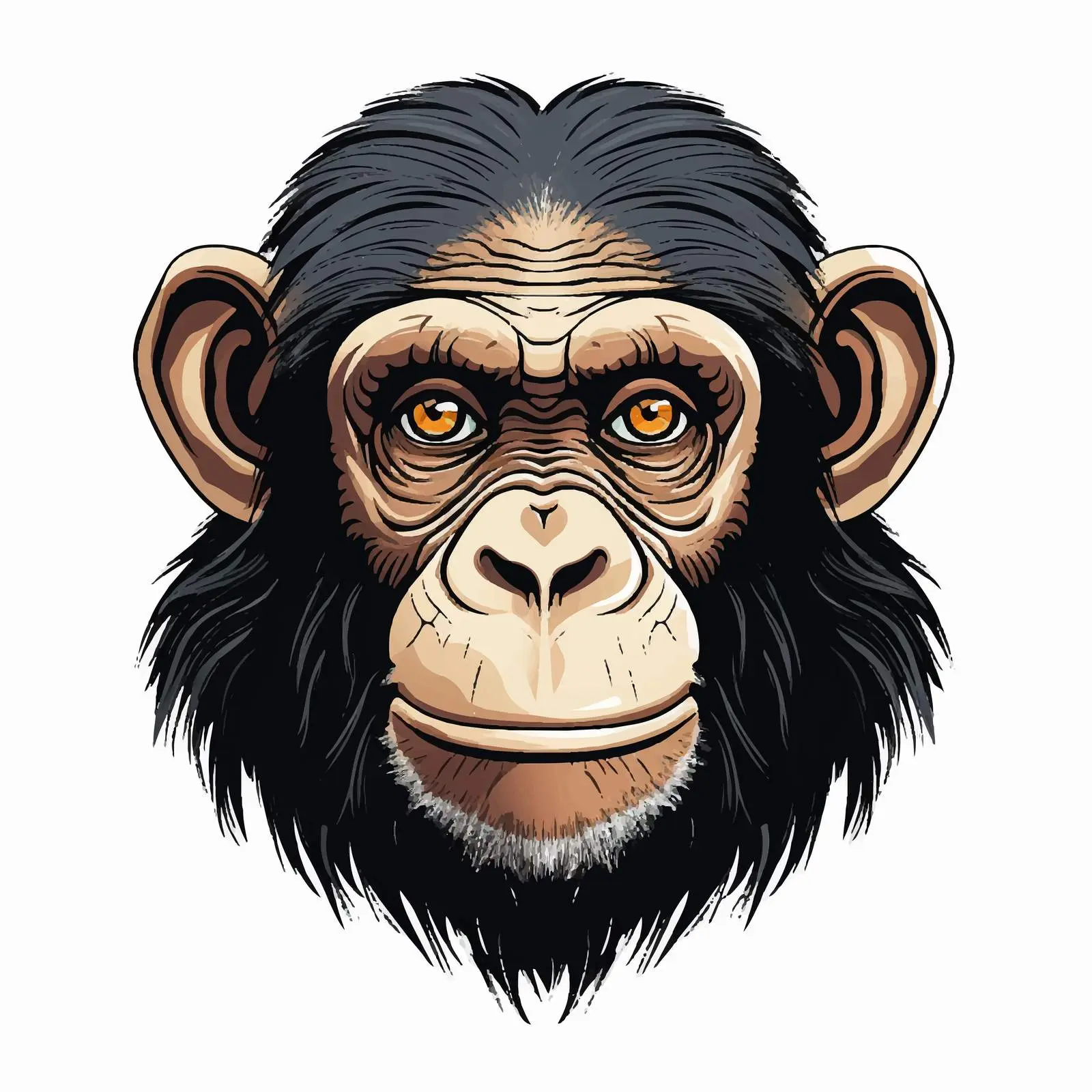 Chimpanzee Line Vector Illustration on White Background — free download from Dotvec