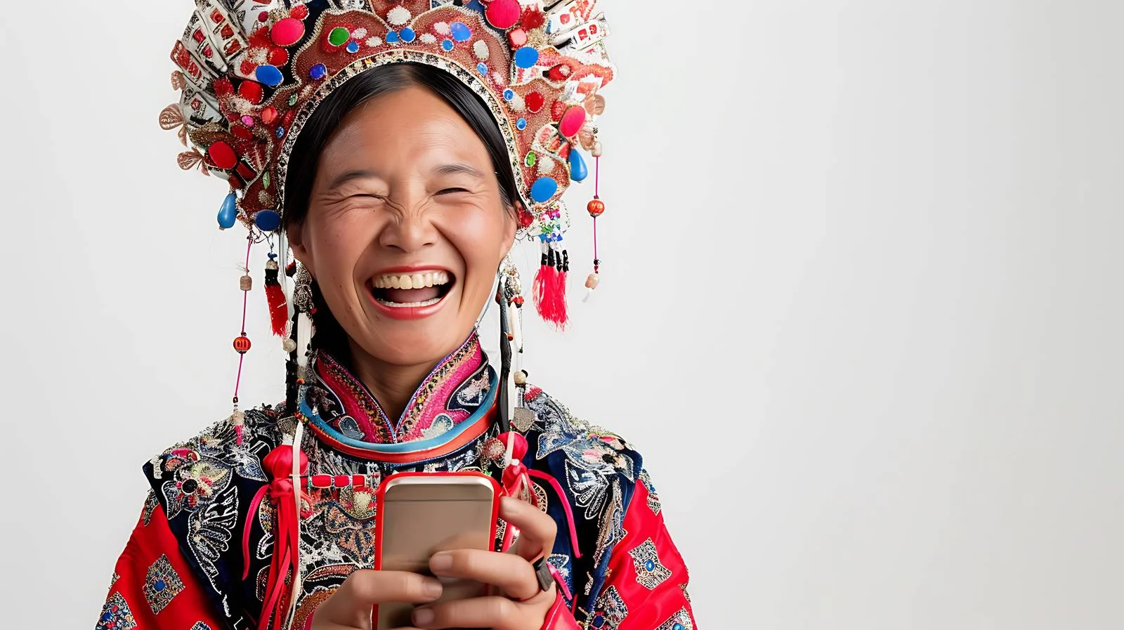 Traditional Miao Woman Laughing in Guizhou — free download from Dotvec
