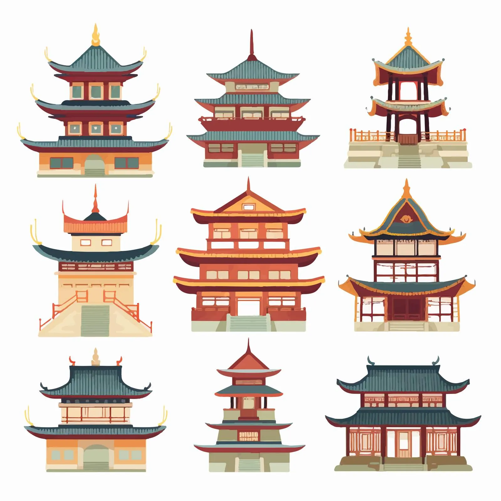 Traditional Chinese Pagoda Vector Illustration — free download from Dotvec