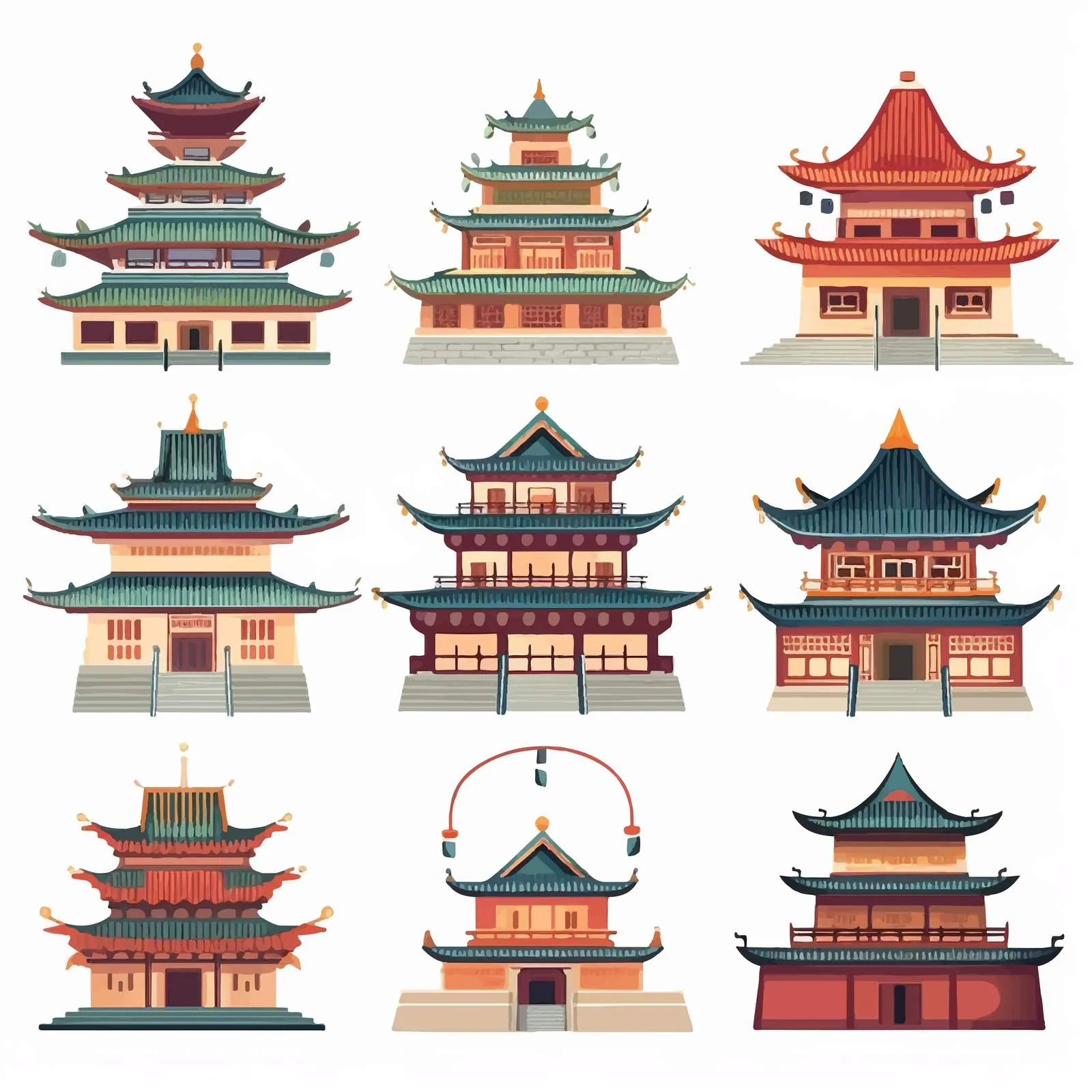 Traditional Chinese Pagoda Architectural Illustration — free download from Dotvec