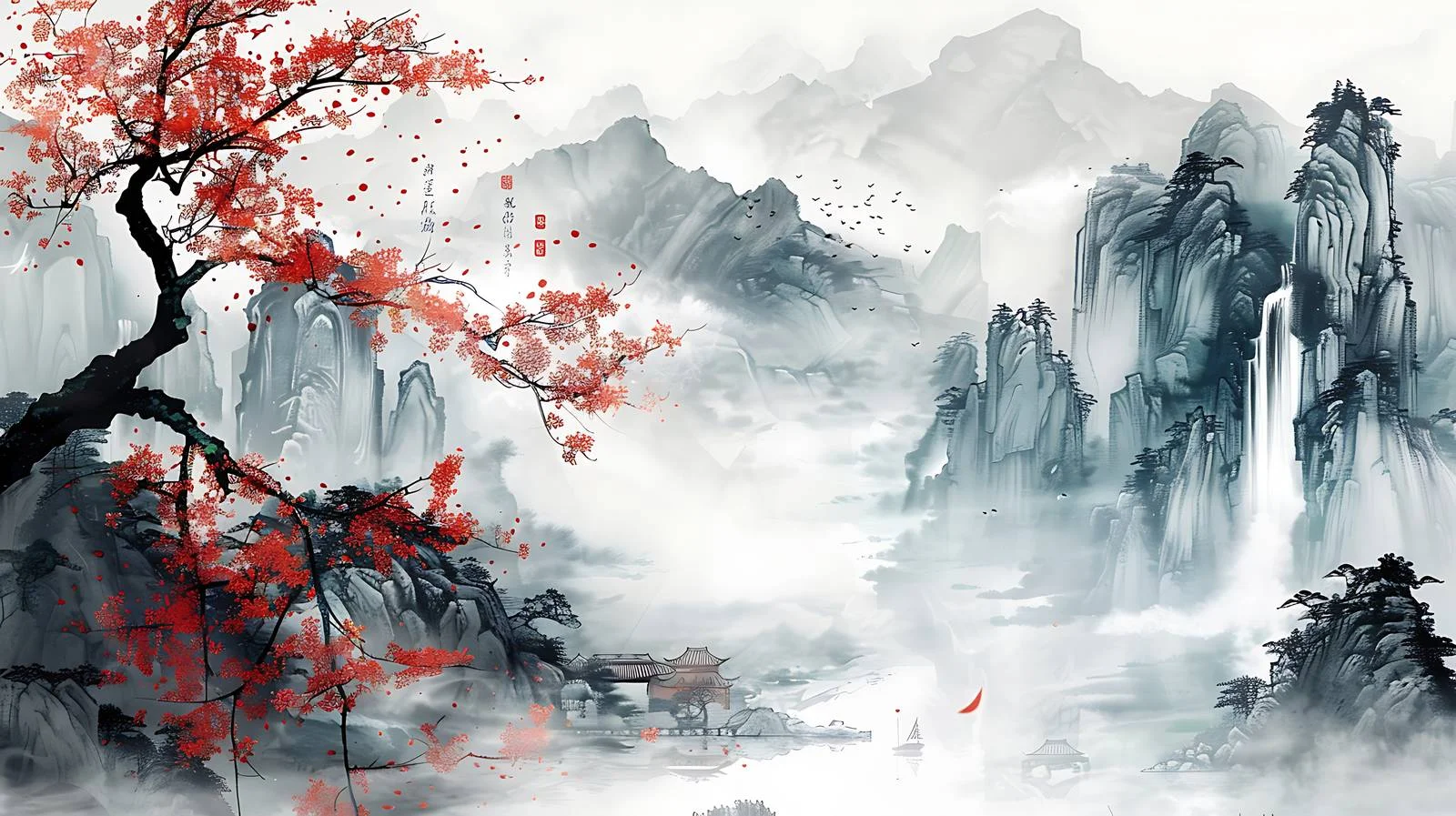 Masterpieces of Chinese Paintings on White Background — free download from Dotvec