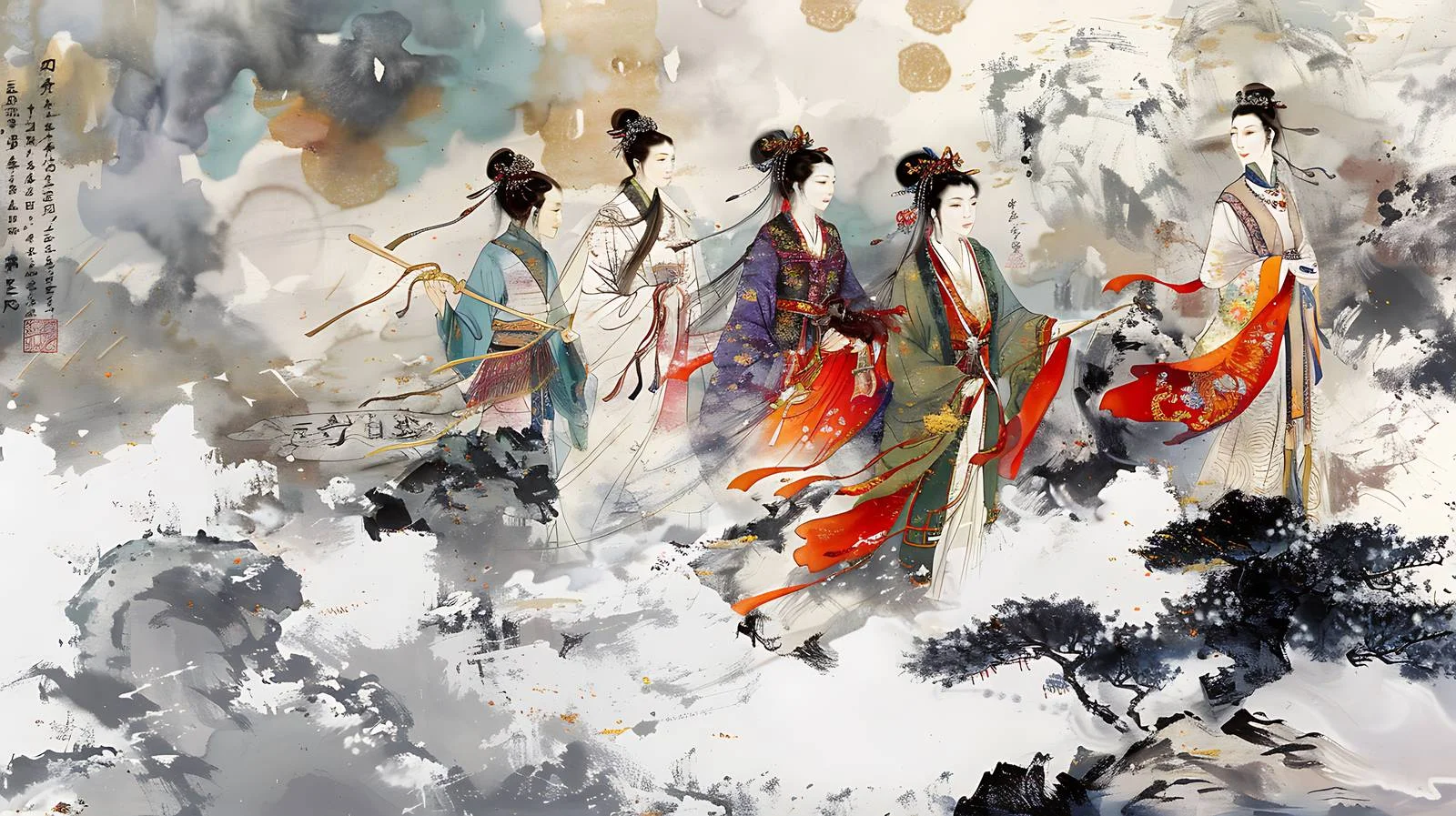 Traditional Chinese Paintings on White Background — free download from Dotvec
