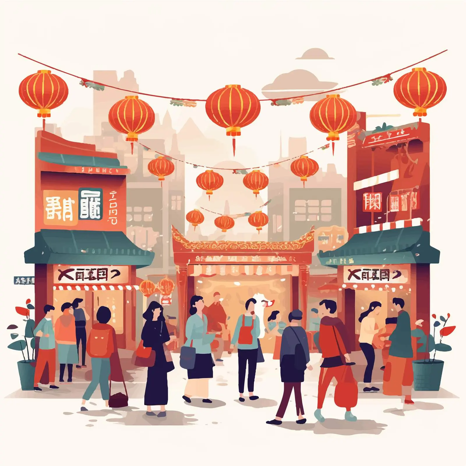 Chinese New Year Celebration on City Streets — free download from Dotvec
