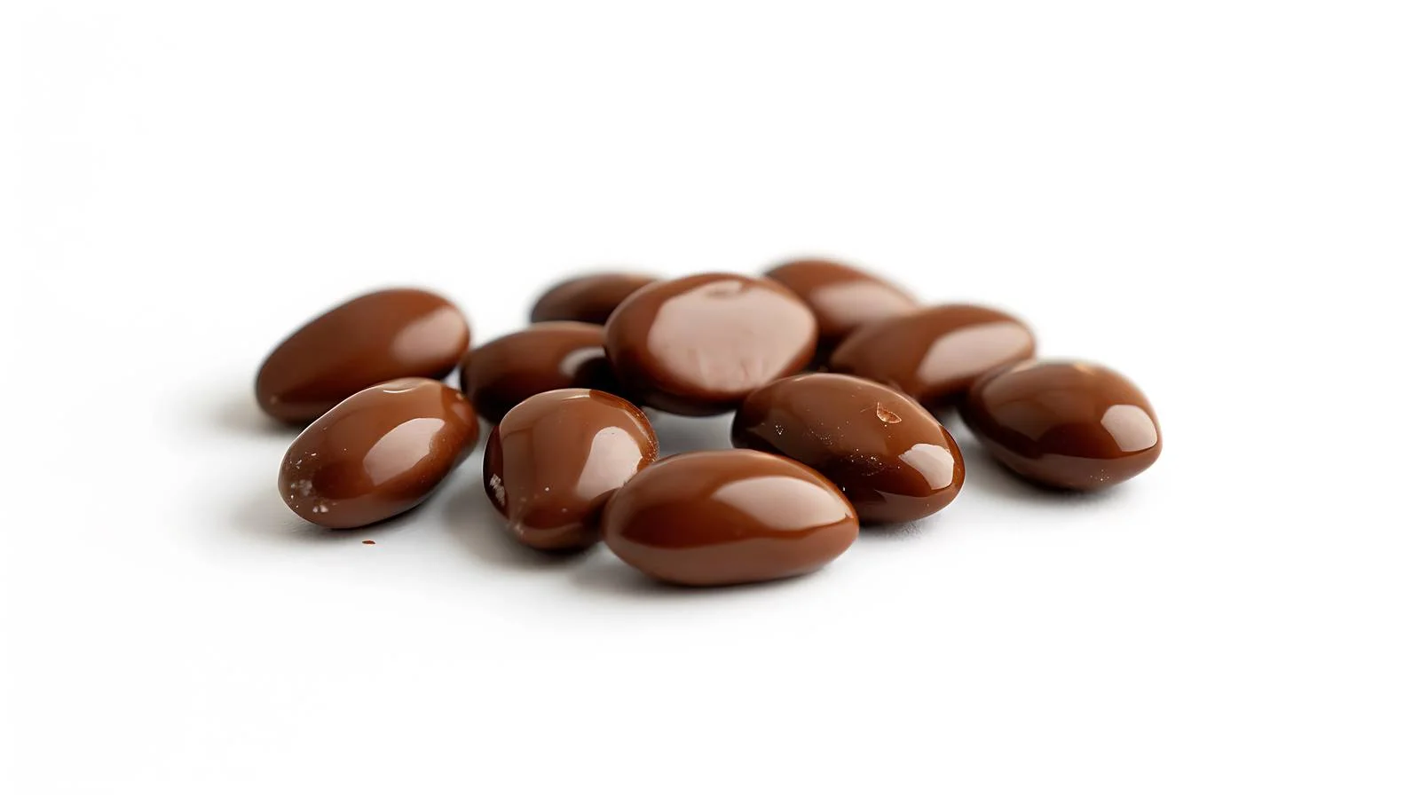 Delectable chocolate-covered almonds on white background — free download from Dotvec