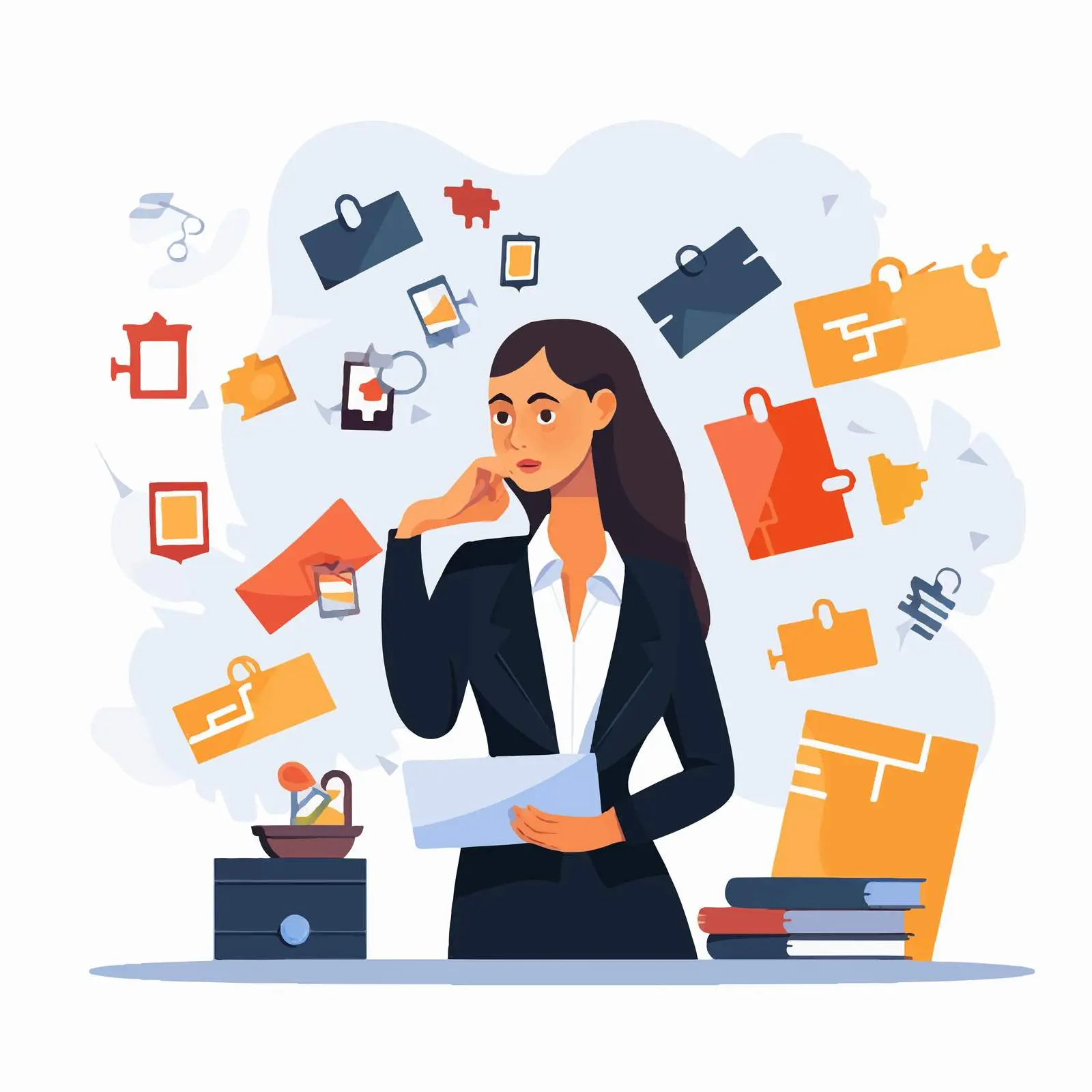 Business Woman Choosing Between Options – free vector concepts image from Dotvec