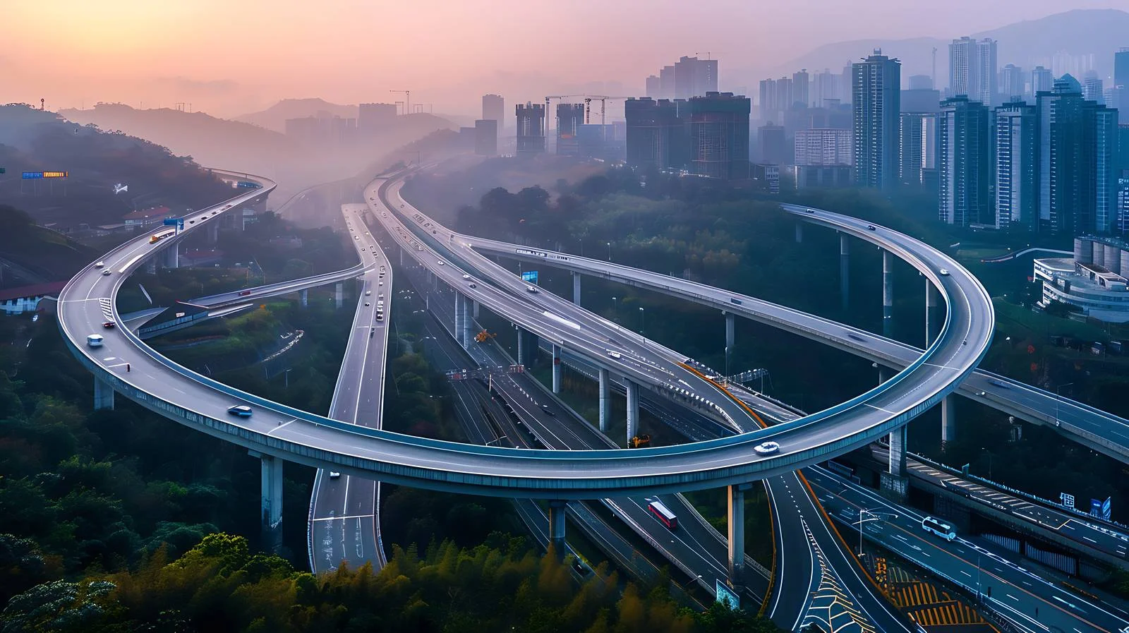 Chongqing Urban Highway Construction on White Background — free download from Dotvec