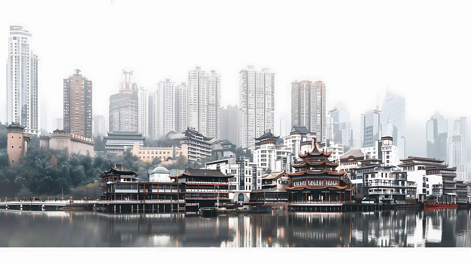Chongqing Cityscape on White Background — free download from Dotvec