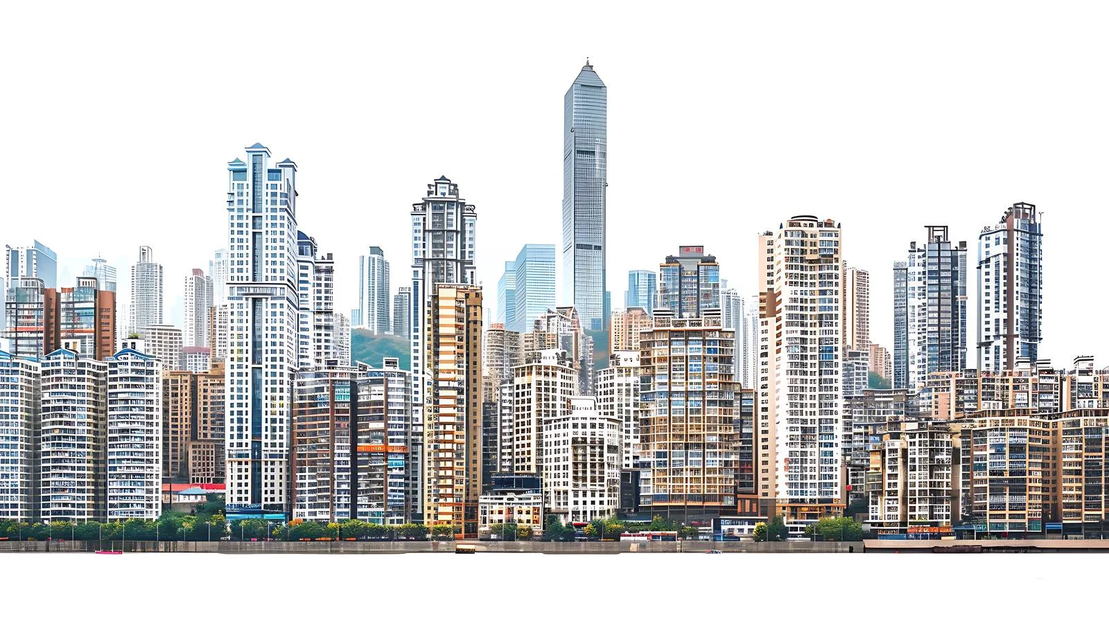 Modern Chongqing Architecture on White Background — free download from Dotvec
