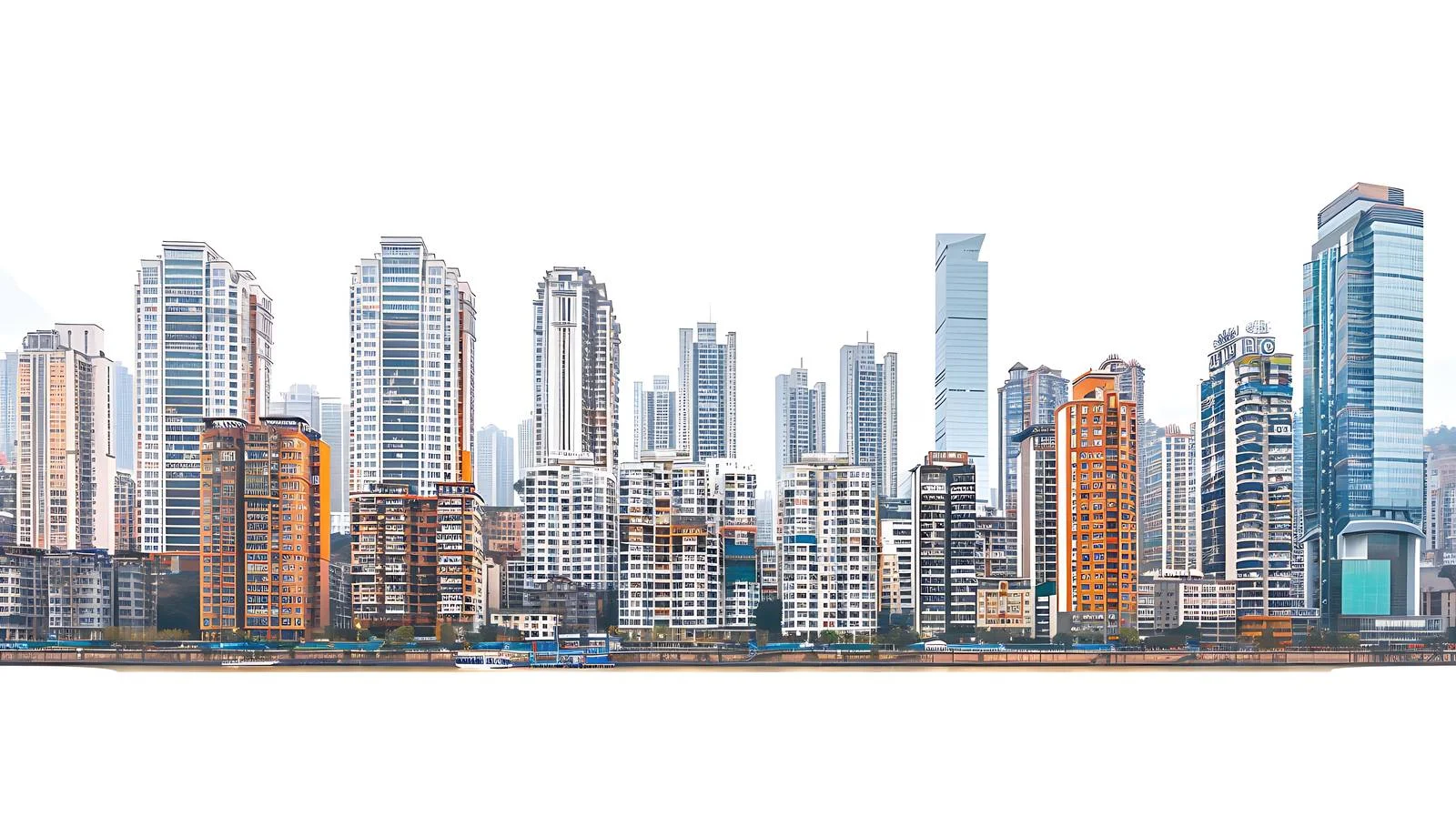 Chongqing Urban Buildings on White Background — free download from Dotvec