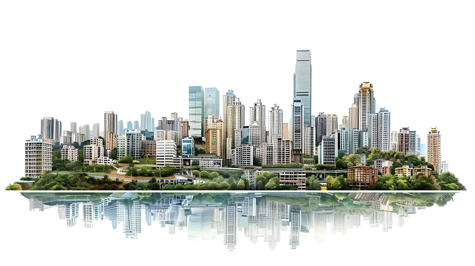 Modern Chongqing Urban Architecture on White Background — free download from Dotvec
