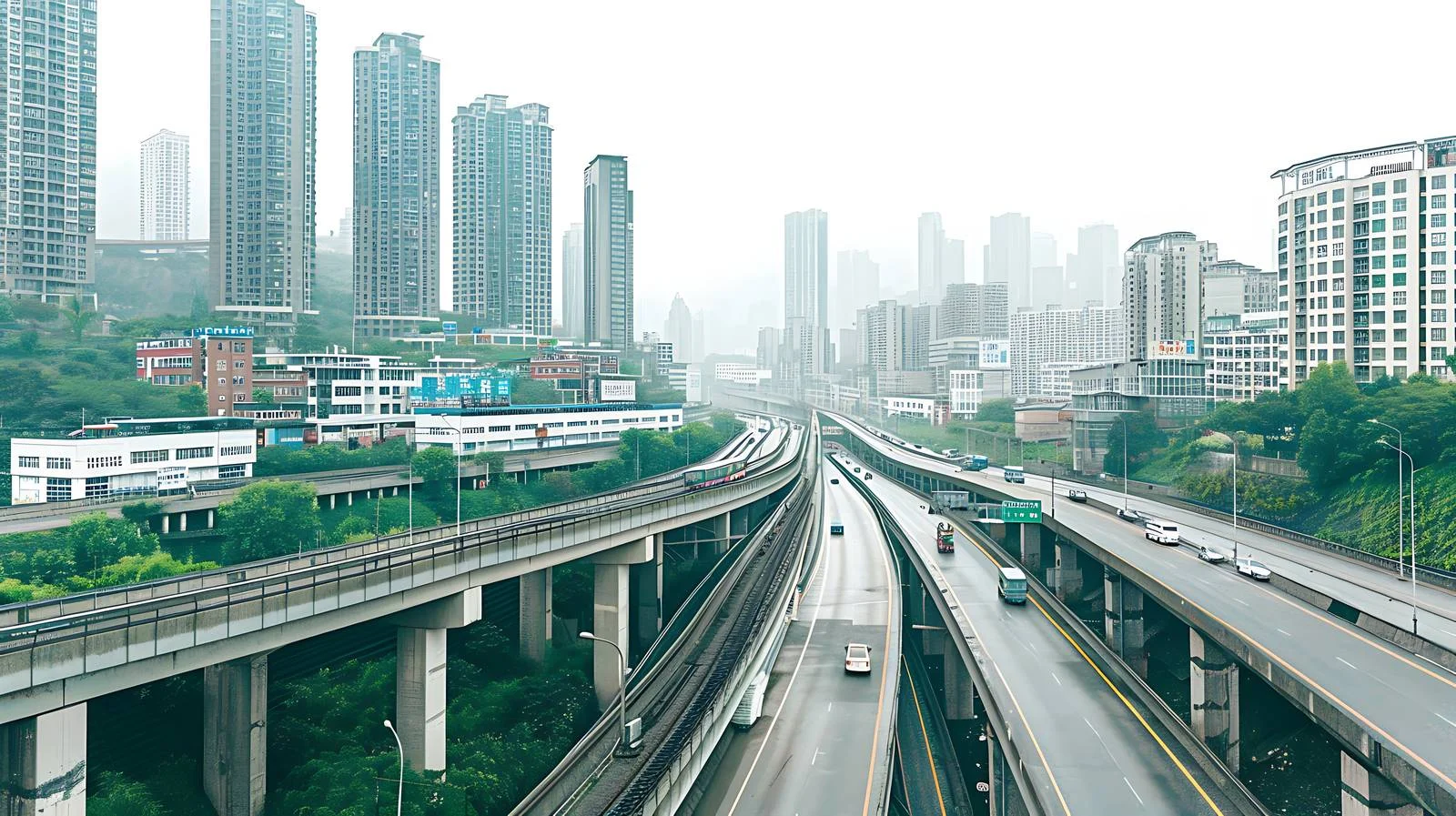 Modern Chongqing Urban Architecture and Highway View — free download from Dotvec
