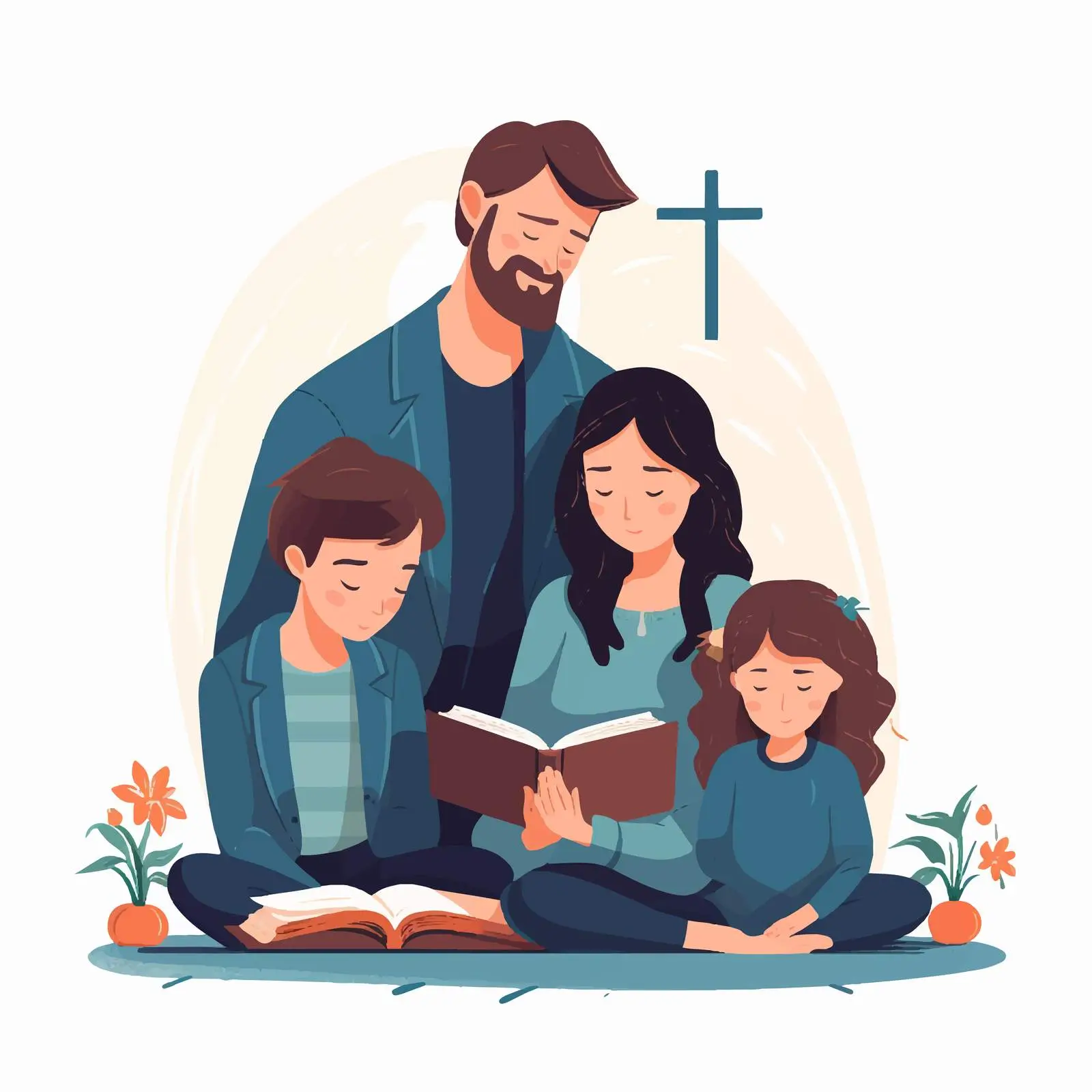 Christian Family Praying Together — free download from Dotvec
