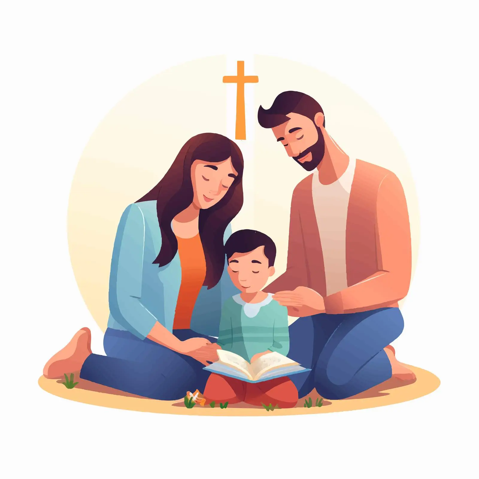 Christian Family Praying Together in Faith — free download from Dotvec