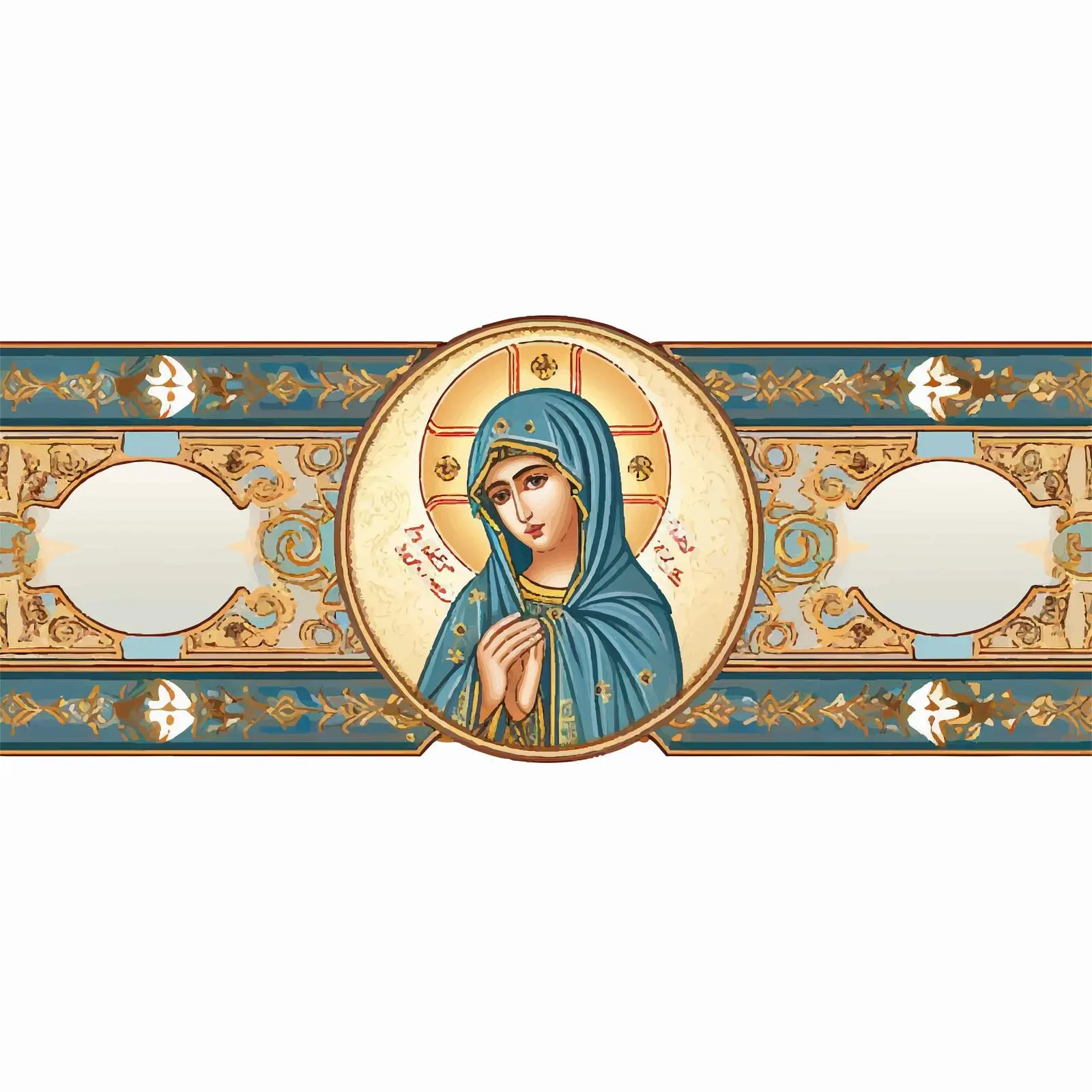 Byzantine Madonna Illustration with Horizontal Border – free femininity image from Dotvec