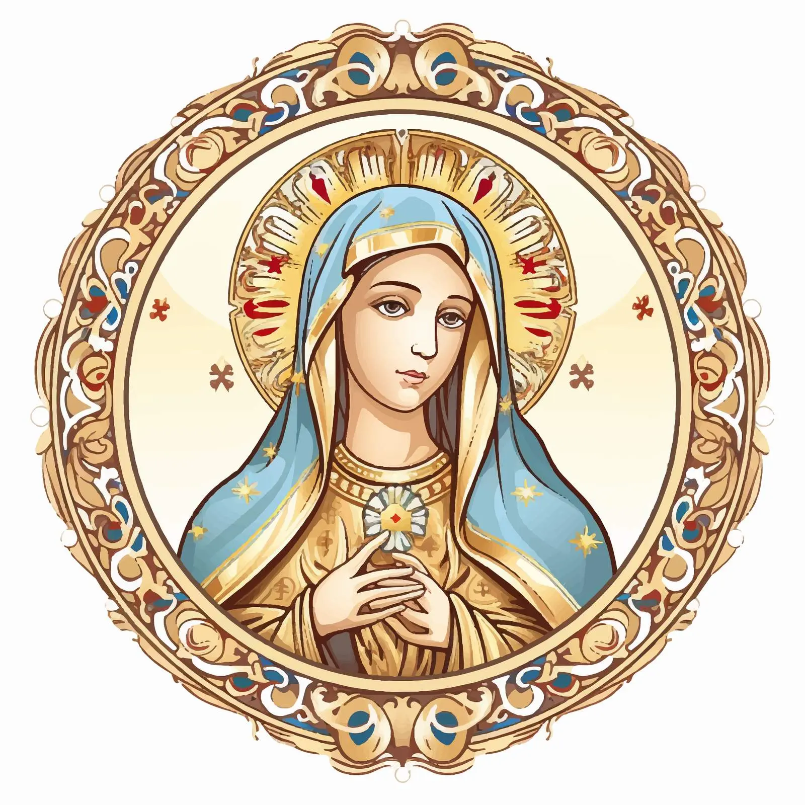 Byzantine Horizontal Border with Madonna Illustration — free download from Dotvec