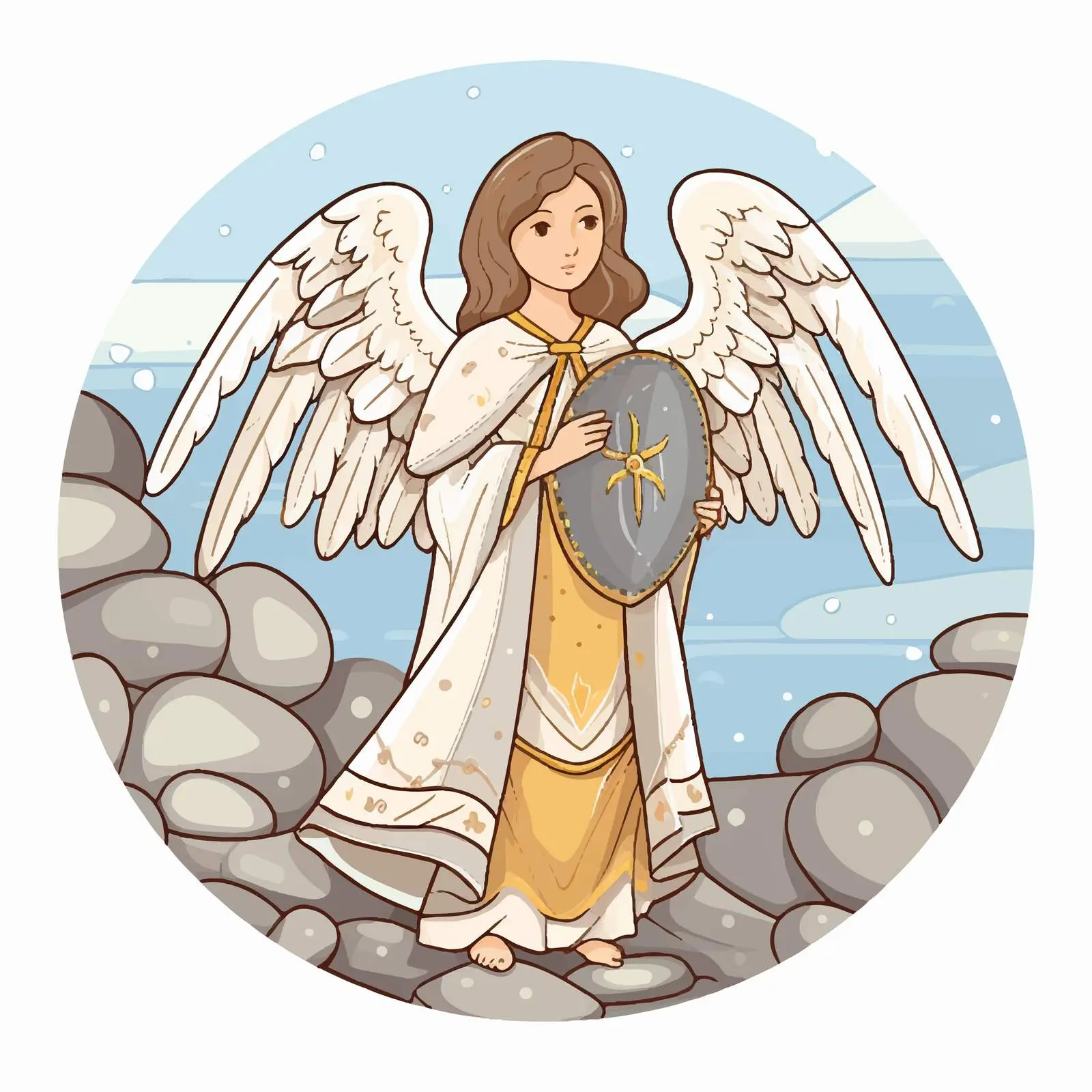 Byzantine Style Angel Illustration Vector — free download from Dotvec