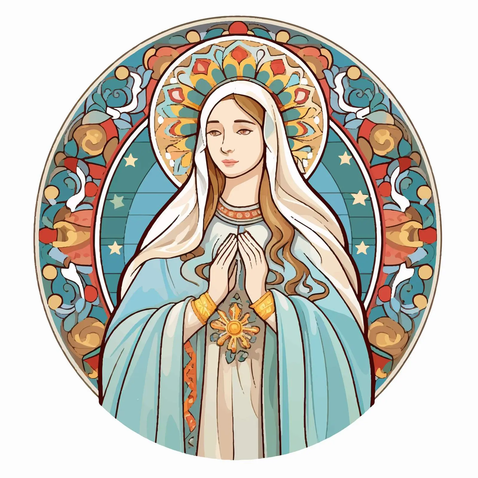Byzantine Illustration of Blessed Virgin Mary — free download from Dotvec