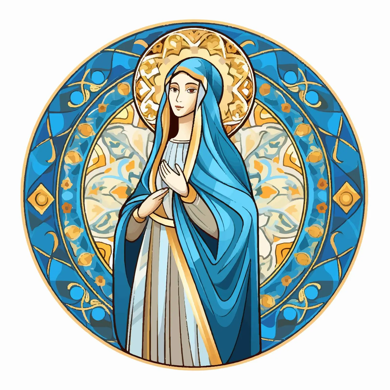 Byzantine Illustration of the Blessed Virgin Mary — free download from Dotvec