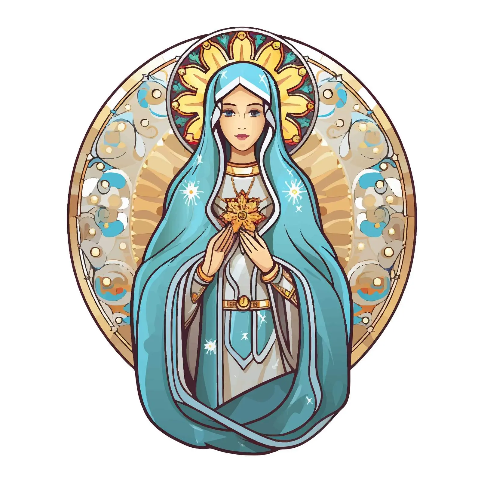 Byzantine Illustration of Blessed Virgin Mary – free christianity and culture image from Dotvec