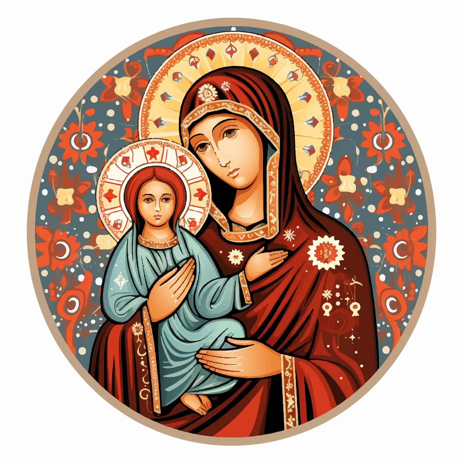 Virgin Mary and Jesus Christ Illustration — free download from Dotvec