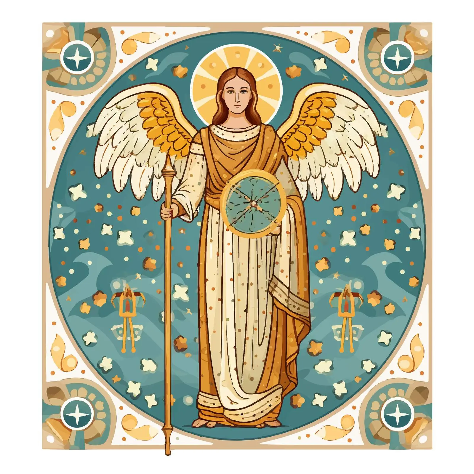 Byzantine Guardian Angel Illustration – free ethereal art image from Dotvec