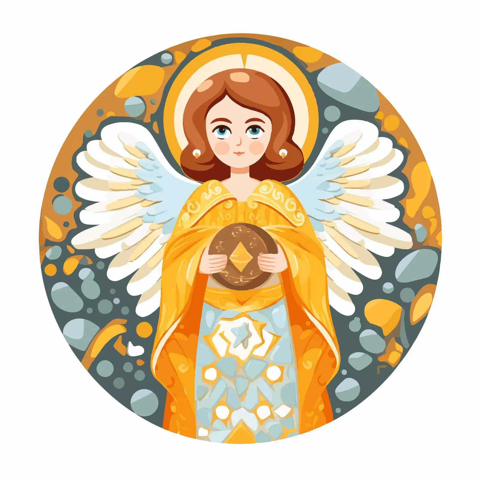 Byzantine Style Guardian Angel Illustration — free download from Dotvec