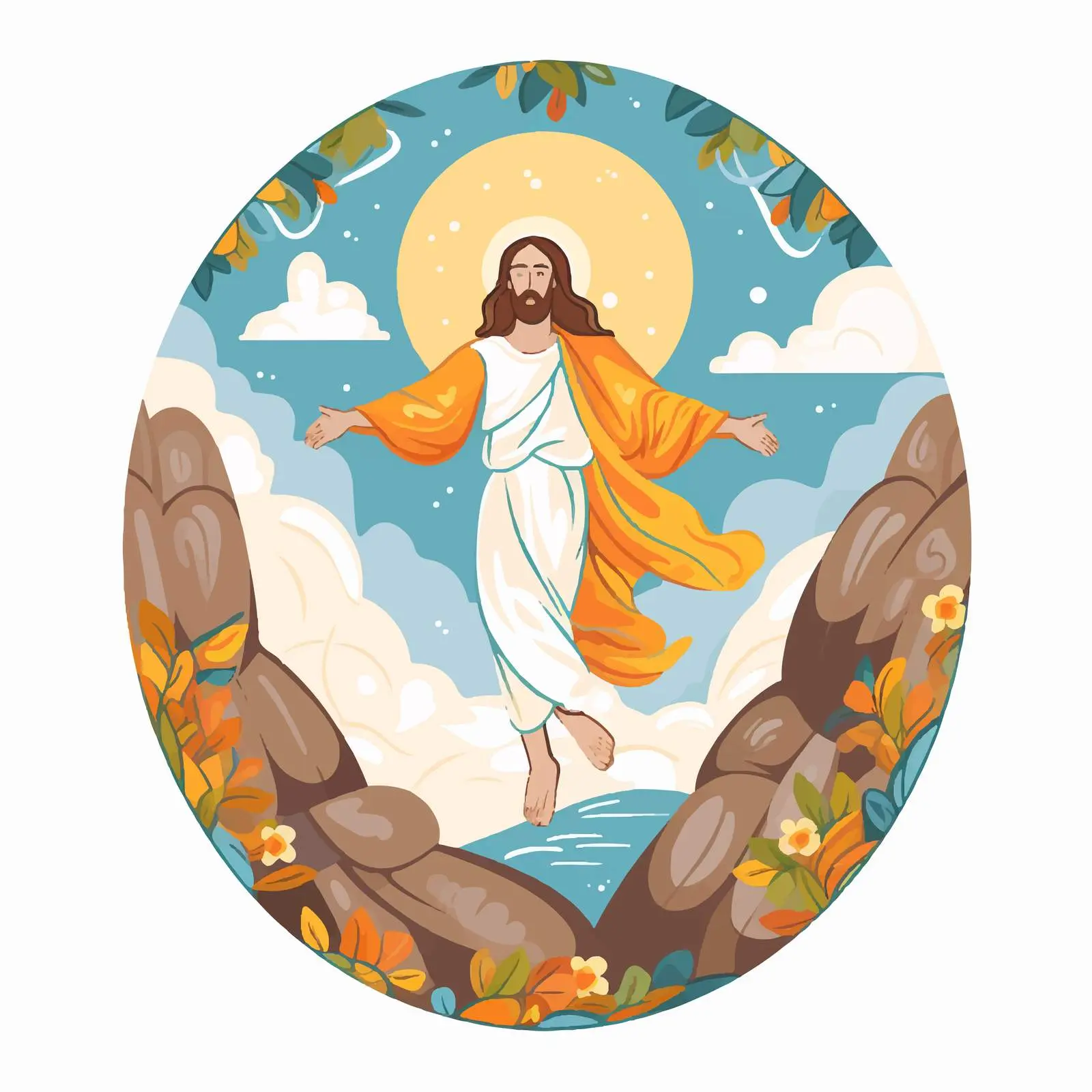 Jesus Christ's Resurrection Illustration in Byzantine Style — free download from Dotvec