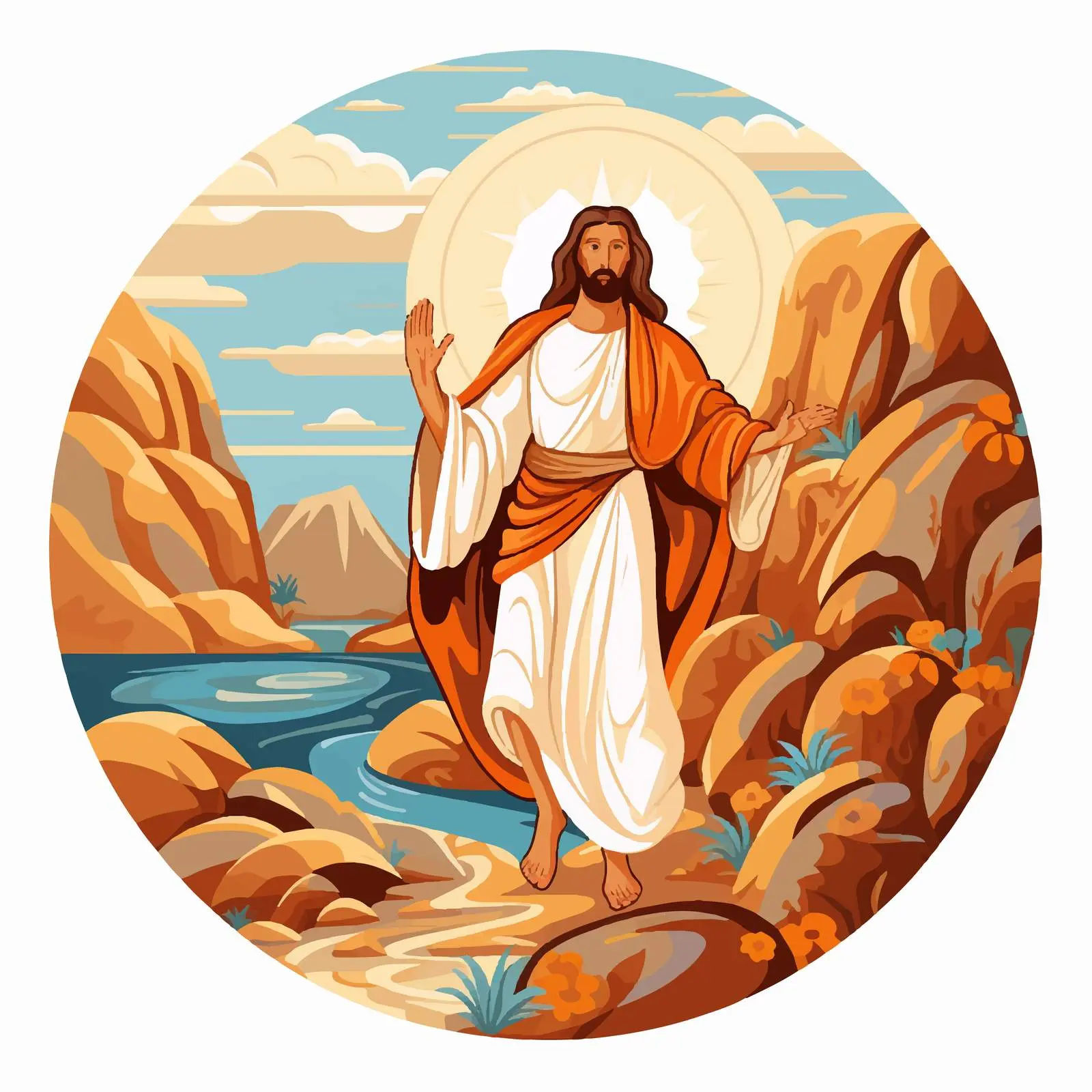 Jesus Christ's Resurrection Byzantine Vector Illustration — free download from Dotvec