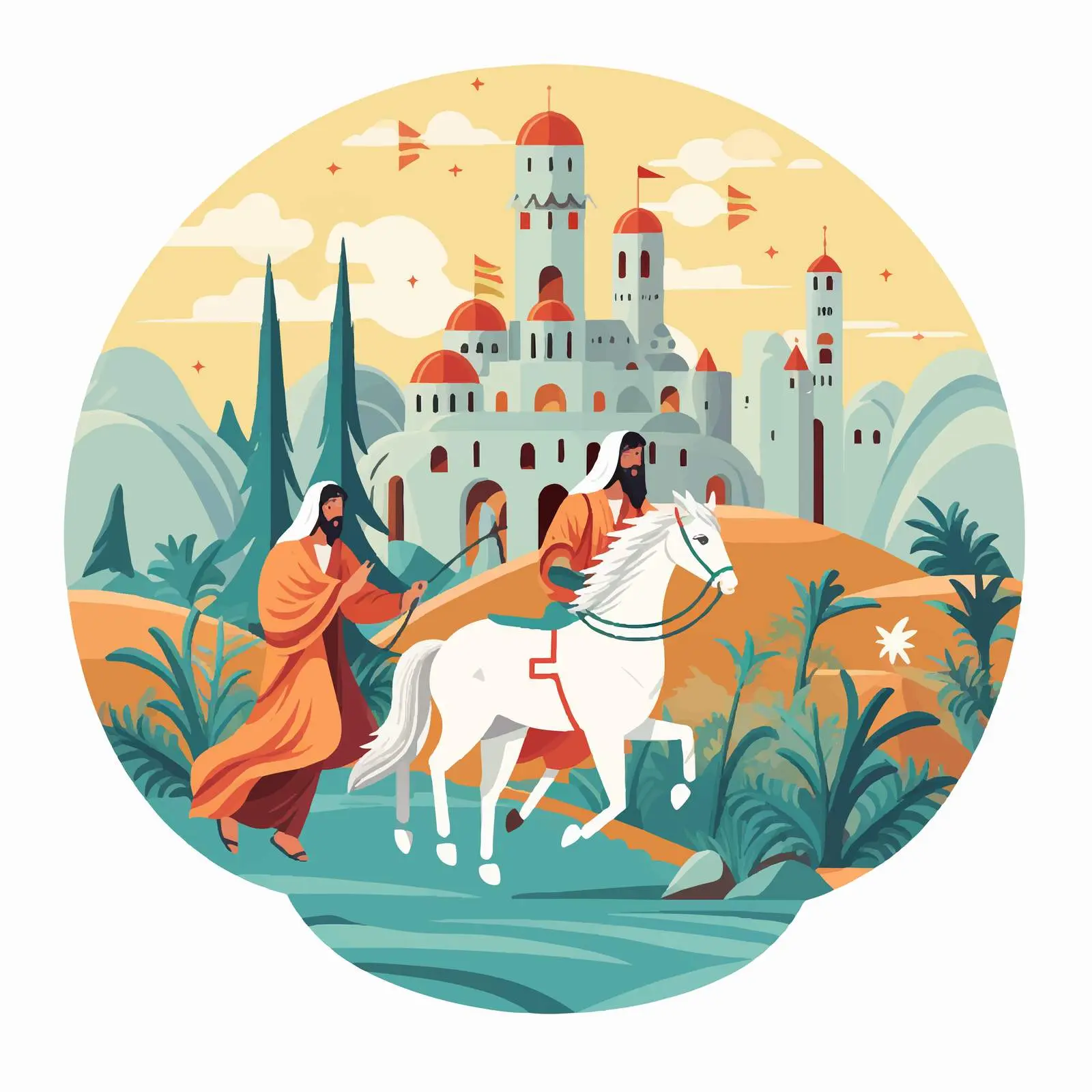 Jesus Triumphal Entry into Jerusalem Illustration – free hosanna image from Dotvec
