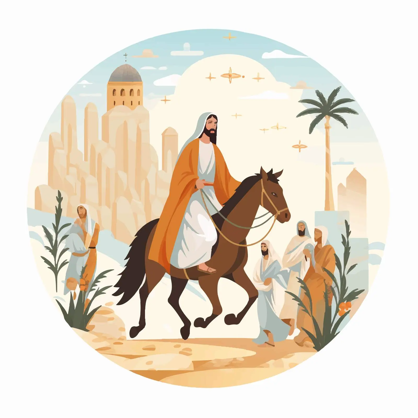 Jesus Triumphal Entry into Jerusalem Illustration – free hosanna image from Dotvec