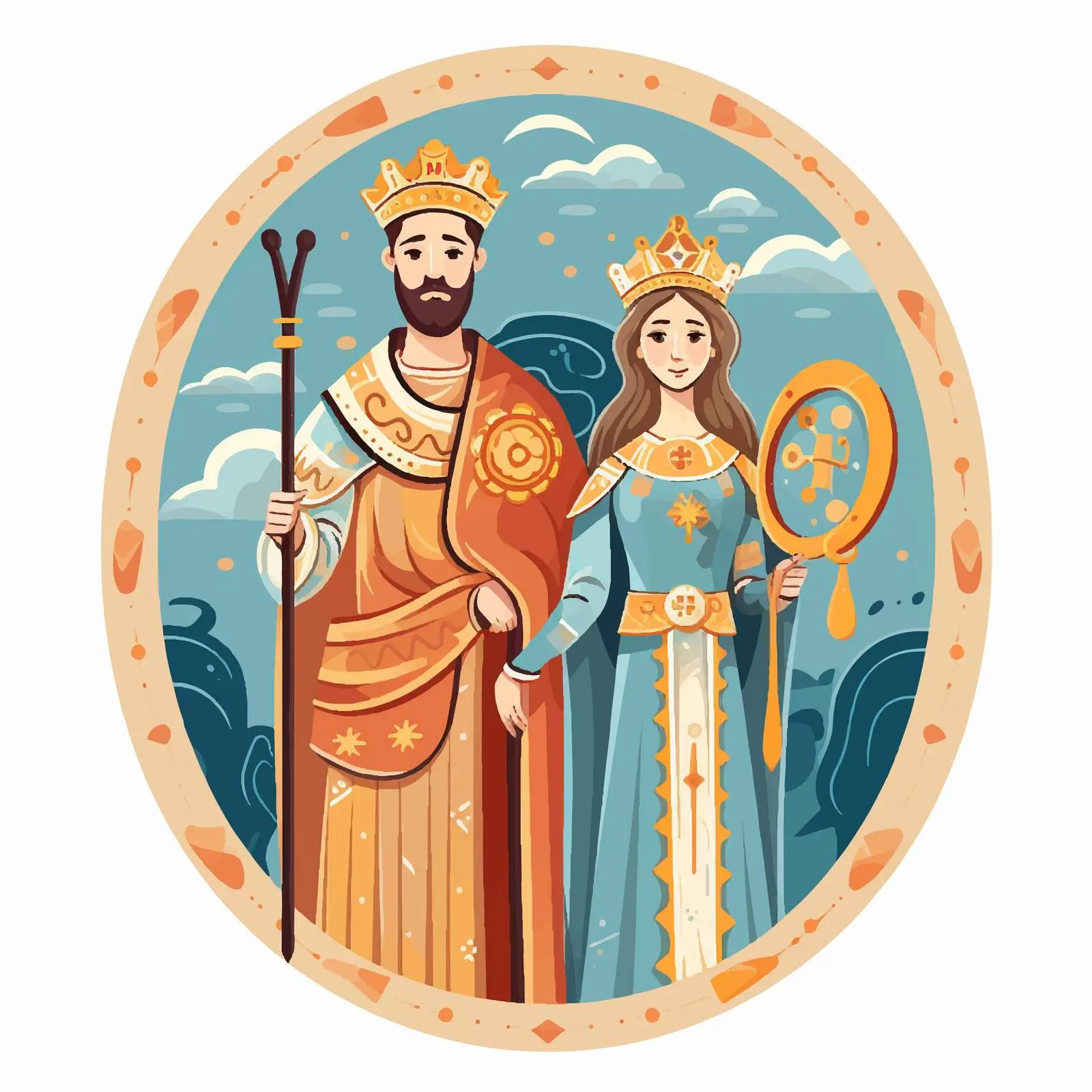 Saint Constantine and Helena Byzantine Illustration – free portrayal image from Dotvec