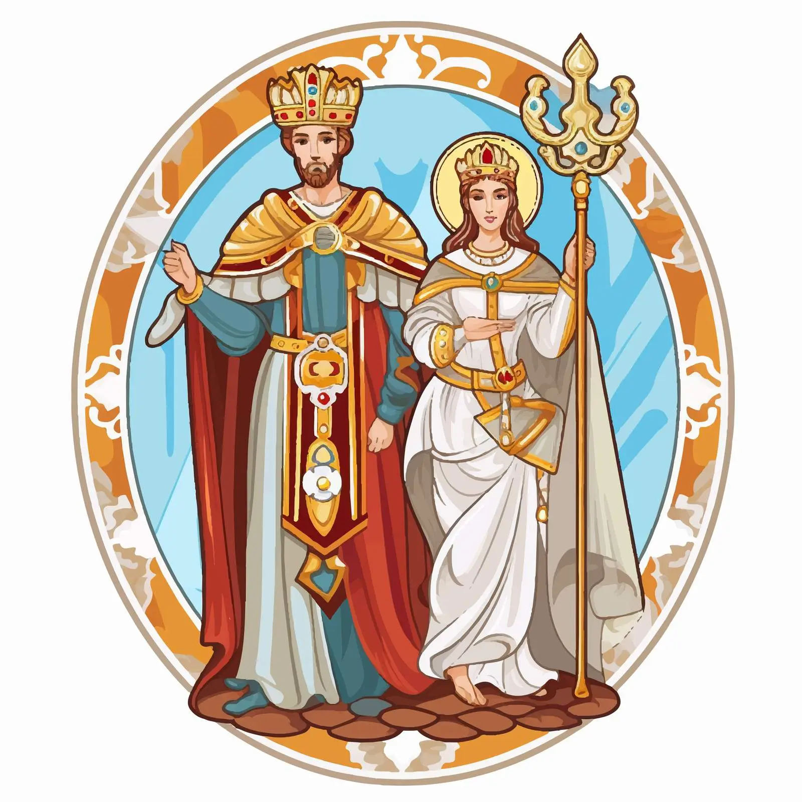 Saint Constantine and Helena Byzantine Illustration — free download from Dotvec