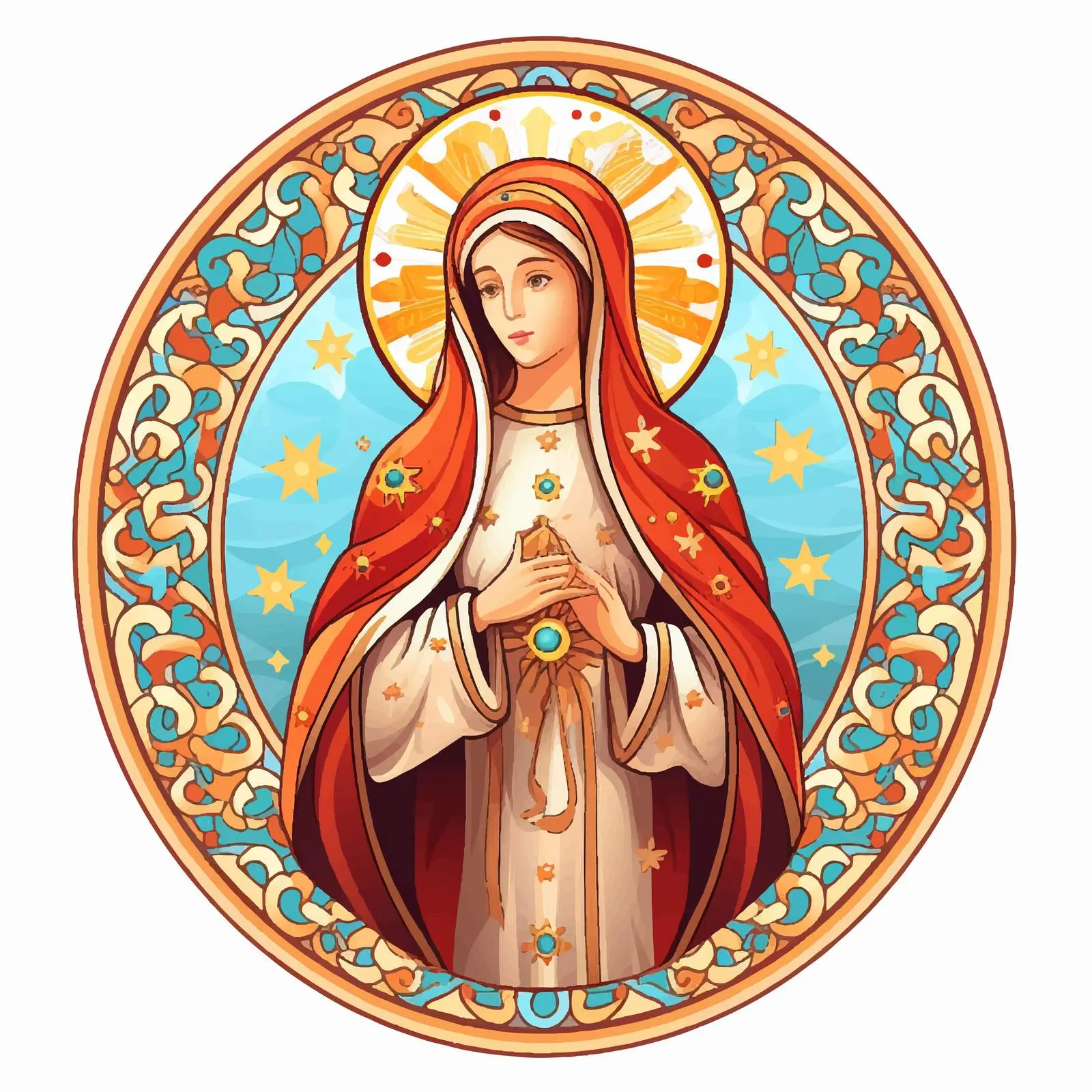 Byzantine Illustration of the Blessed Virgin Mary — free download from Dotvec