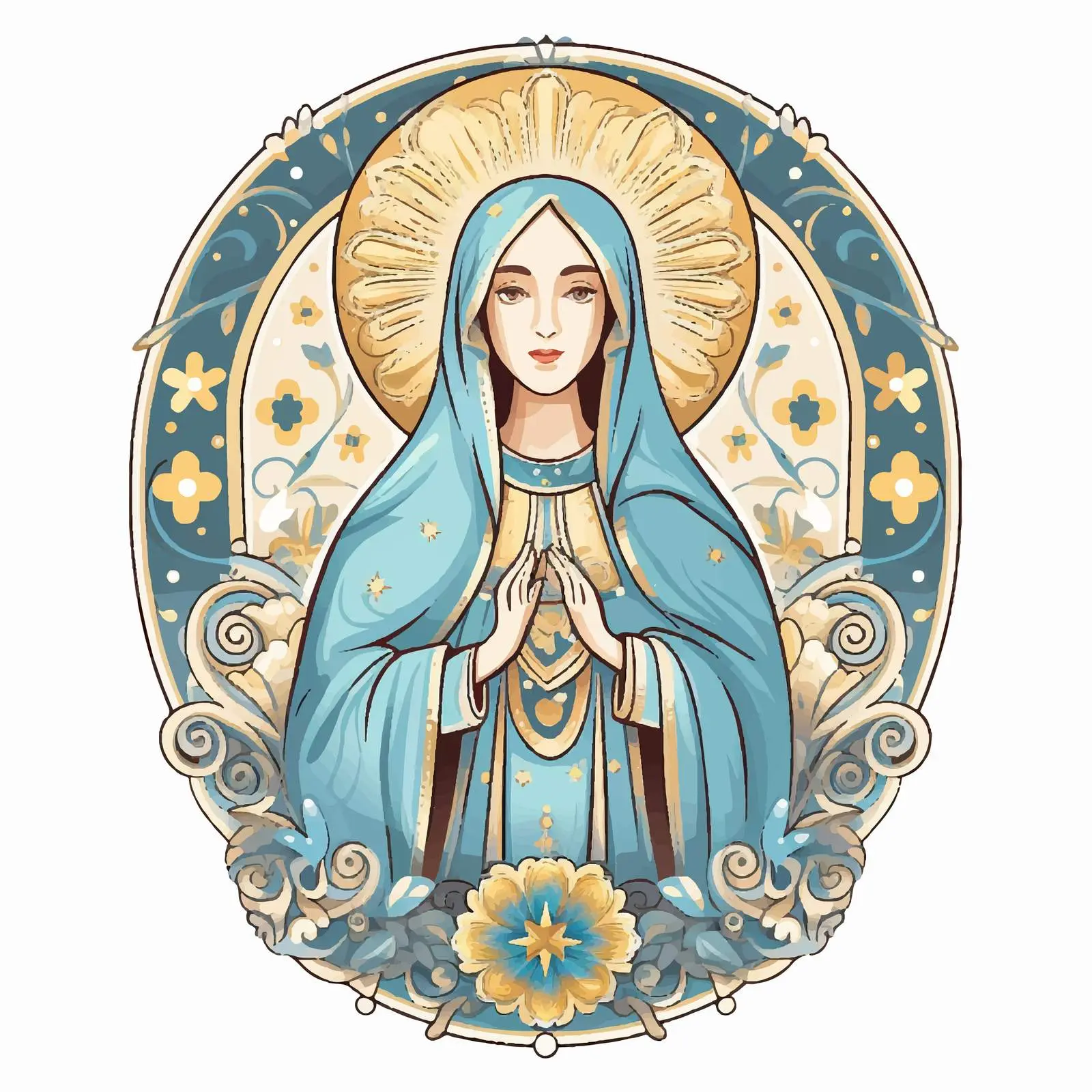 Byzantine Illustration of the Blessed Virgin Mary — free download from Dotvec