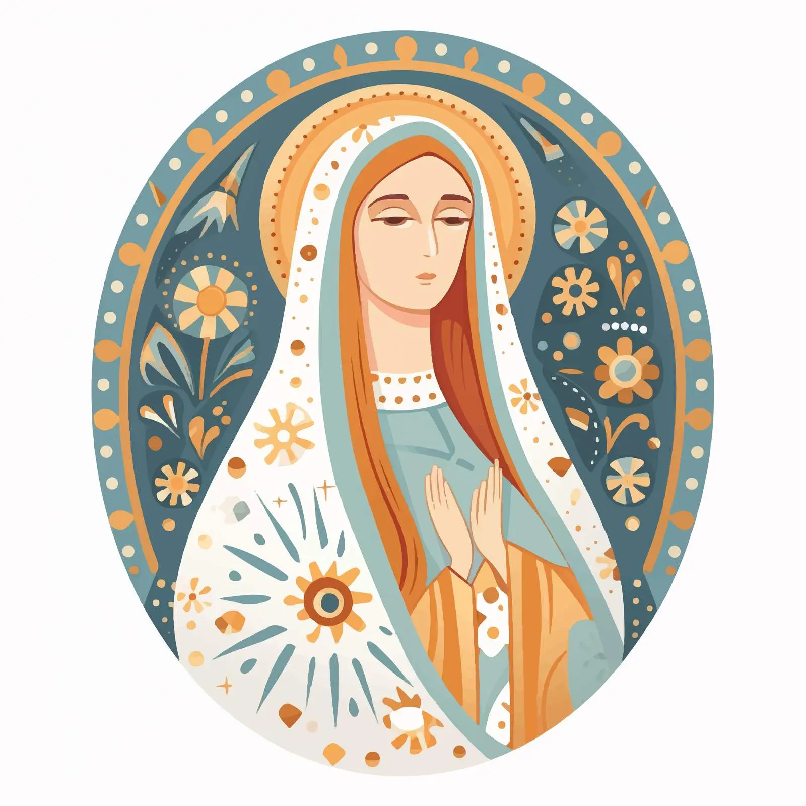 Byzantine Virgin Mary Illustration Vector Art — free download from Dotvec