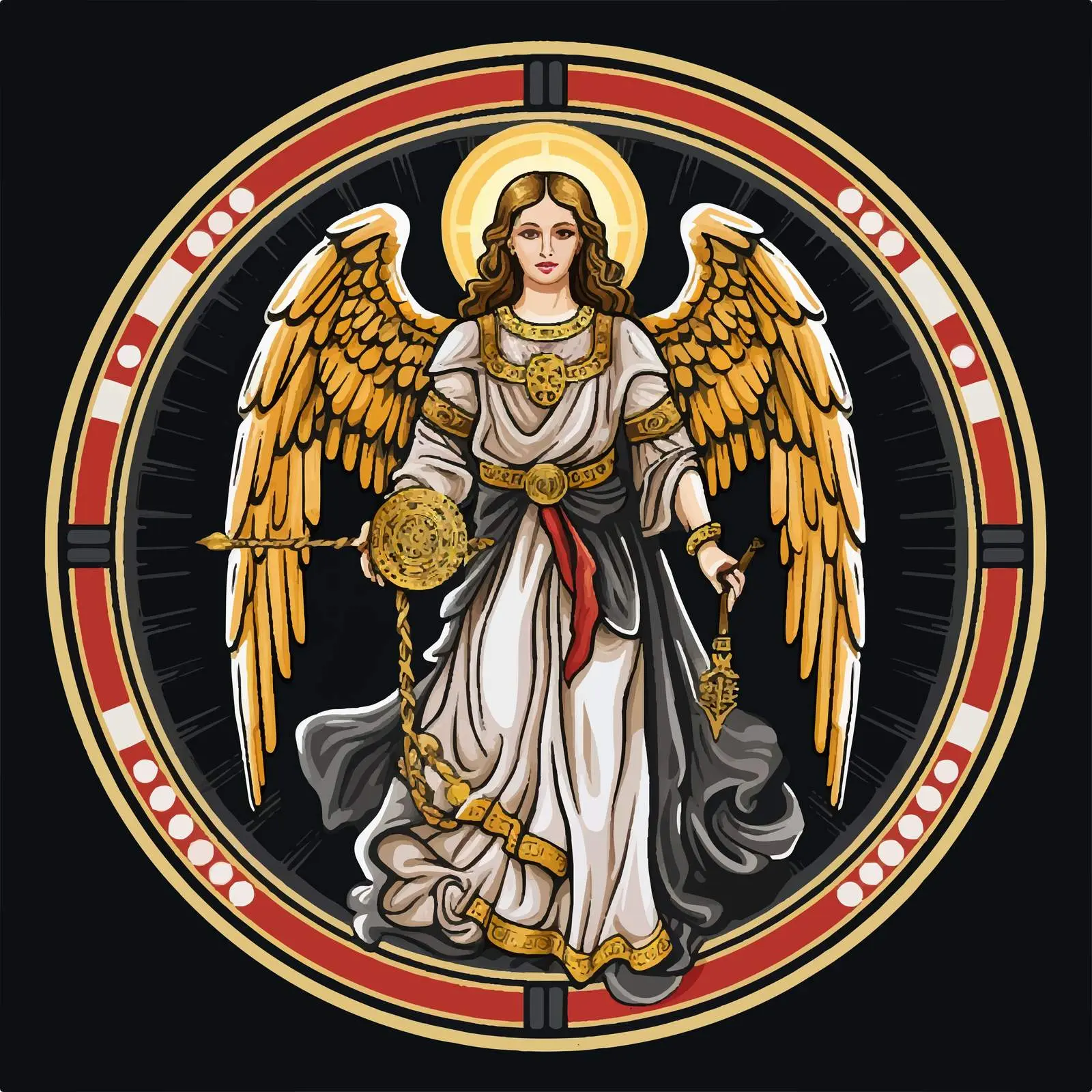 Archangel Medallion Religious Illustration — free download from Dotvec